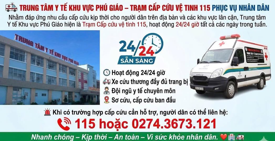 TRUNG TÂM Y TẾ KHU VỰC PHÚ GIÁO – TRẠM CẤP CỨU VỆ TINH 115 PHỤC VỤ NHÂN DÂN