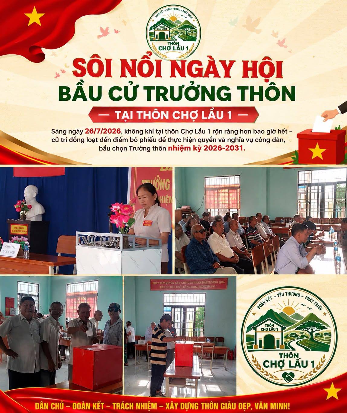 SÔI NỔI NGÀY HỘI BẦU CỬ TRƯỞNG THÔN TẠI THÔN CHỢ LẦU 1