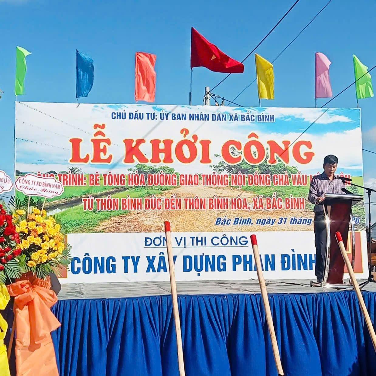 Xã Bắc Bình tổ chức Lễ khởi công công trình Bê tông hóa đường giao thông nội đồng Chà Vầu liên thôn