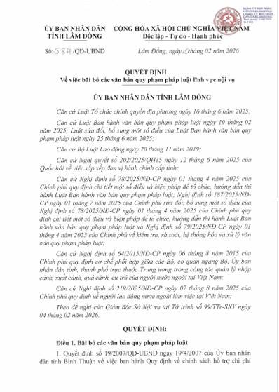 UBND PHƯỜNG PHAN THIẾT TUYÊN TRUYỀN QUYẾT ĐỊNH SỐ 584/QĐ-UBND NGÀY 10/02/2026 CỦA UBND TỈNH LÂM ĐỒNG
