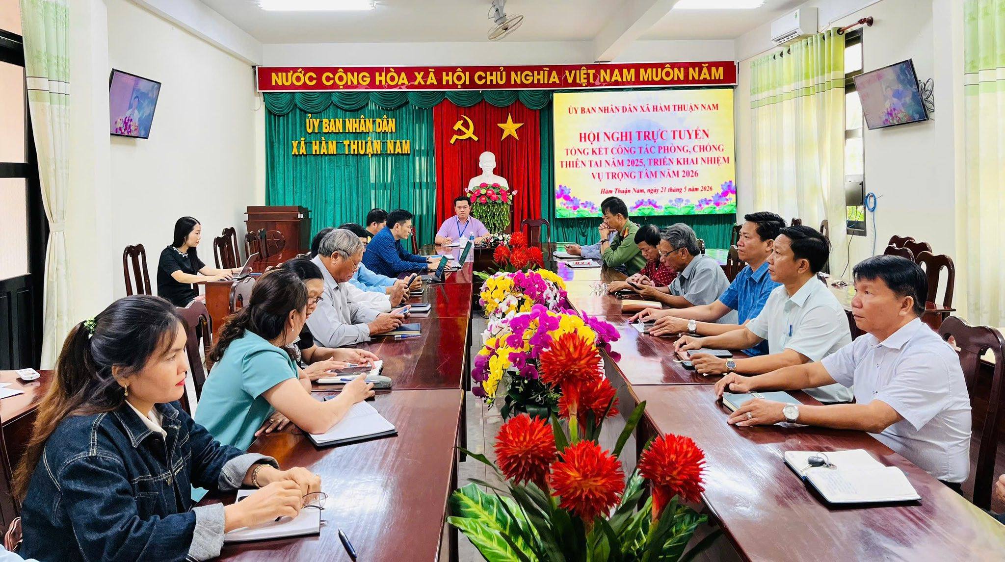Xã Hàm Thuận Nam tham dự hội nghị trực tuyến tổng kết công tác phòng, chống thiên tai năm 2025, triển khai nhiệm vụ trọng tâm 2026 trên địa bàn tỉnh Lâm Đồng
