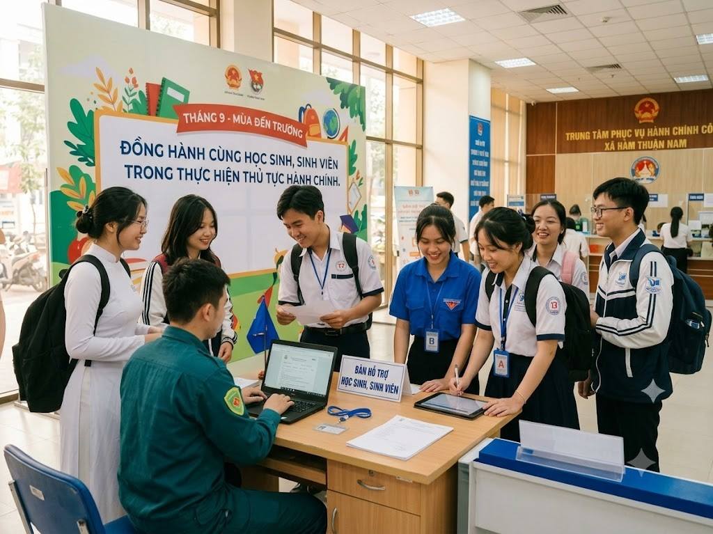 HÀM THUẬN NAM ĐỒNG HÀNH CÙNG HỌC SINH, SINH VIÊN TRONG THỰC HIỆN THỦ TỤC HÀNH CHÍNH MÙA ĐẾN TRƯỜNG