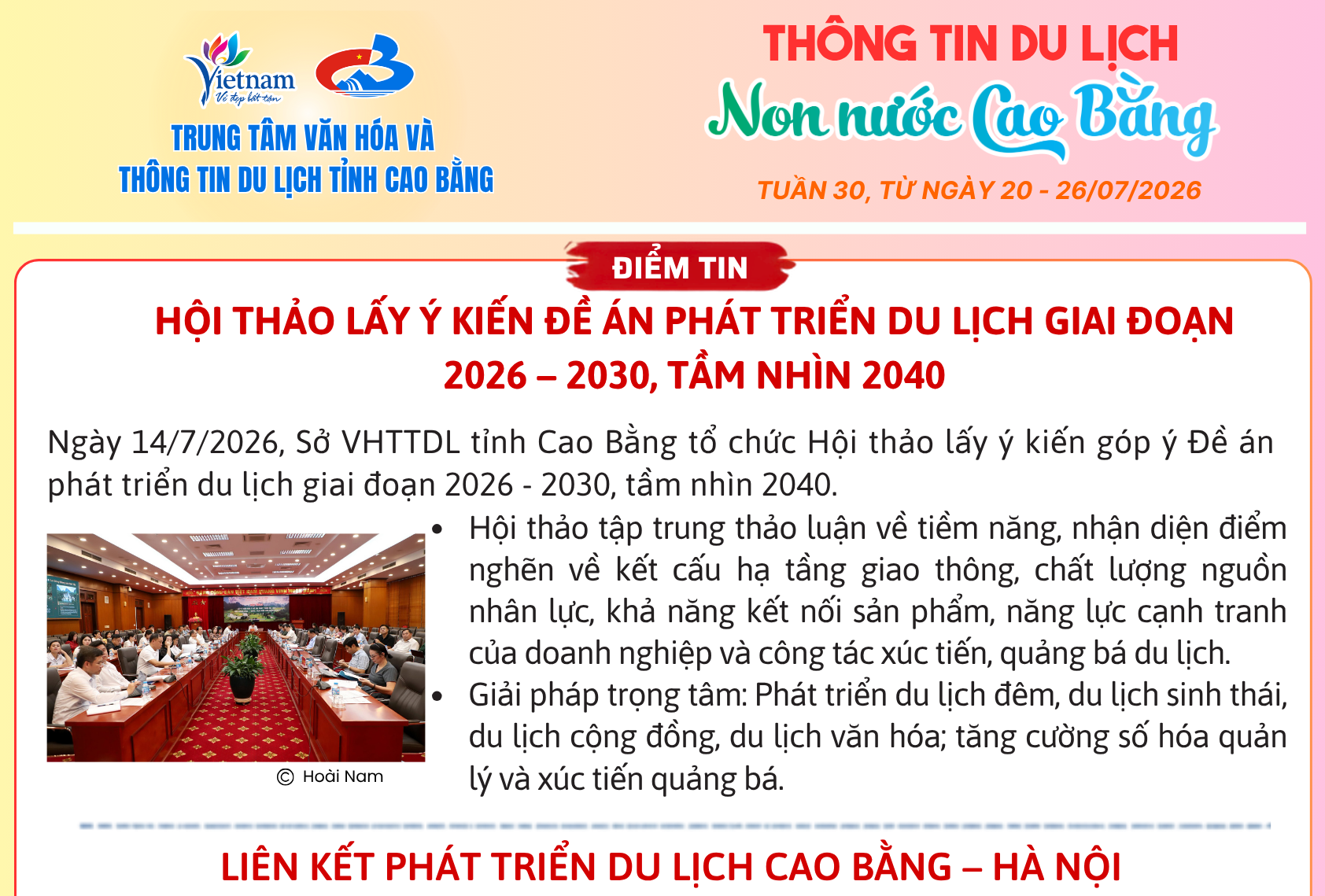 Thông tin du lịch Non nước Cao Bằng tuần 30 (20/7 – 26/7/2026)