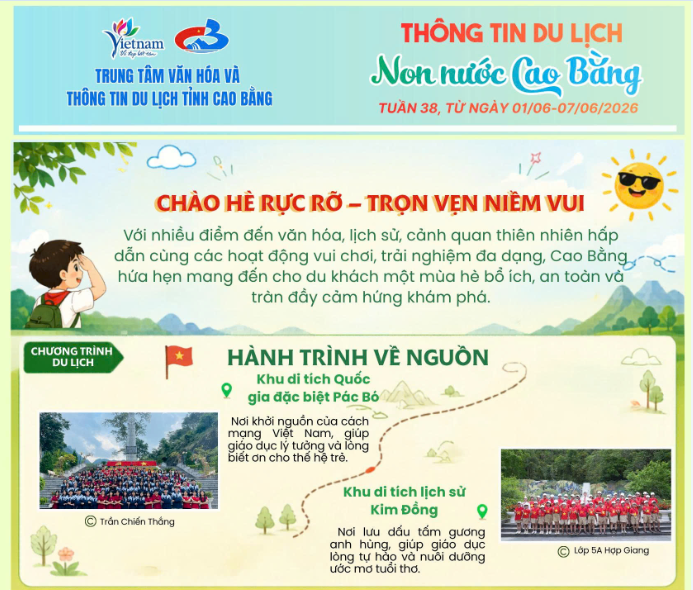 THÔNG TIN DU LỊCH NON NƯỚC CAO BẰNG - TUẦN 38 (từ ngày 01/6-07/6/2026)