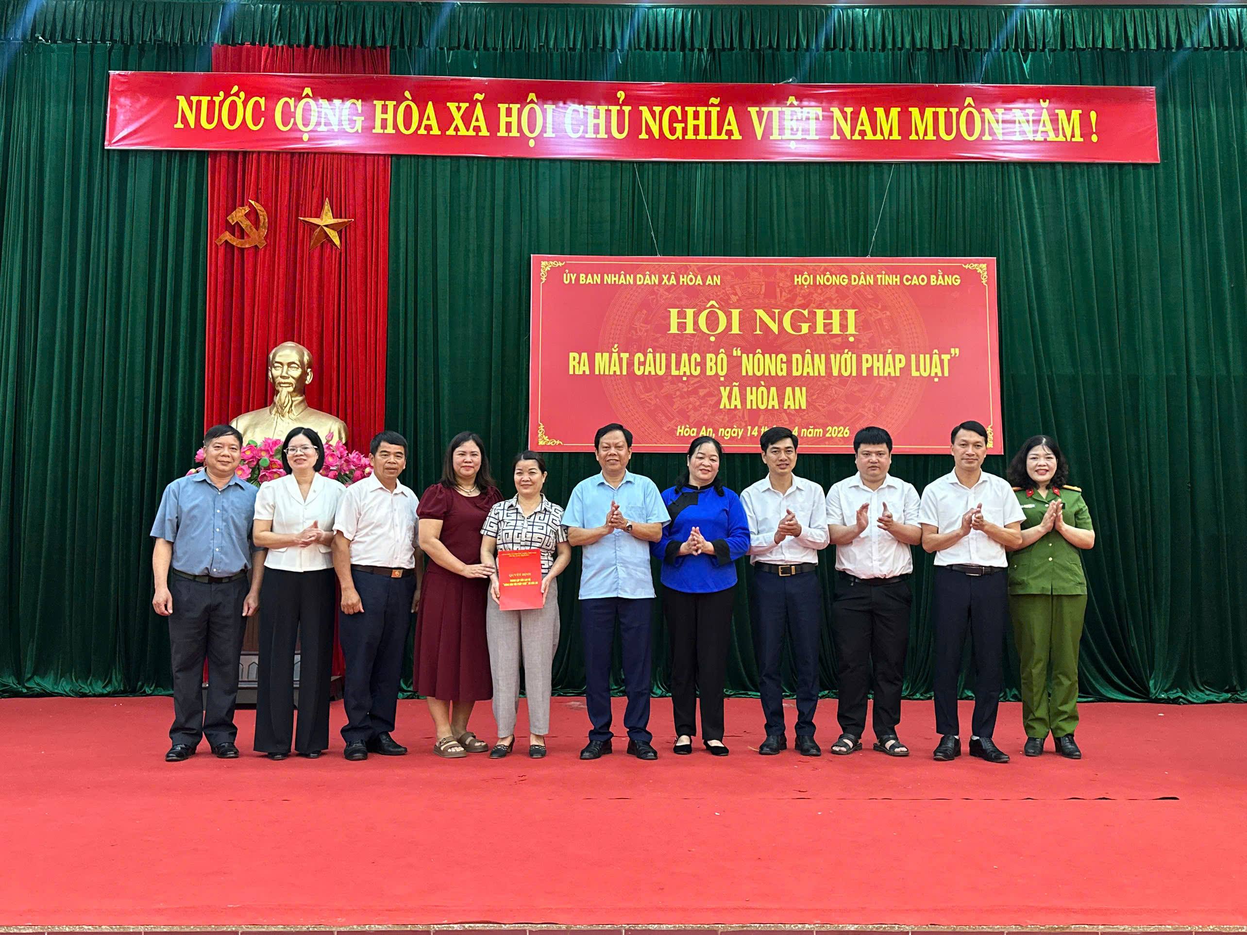 Hội Nông dân tỉnh Cao Bằng tổ chức hội nghị ra mắt Câu lạc bộ “Nông dân với pháp luật” tại xã Hòa An
