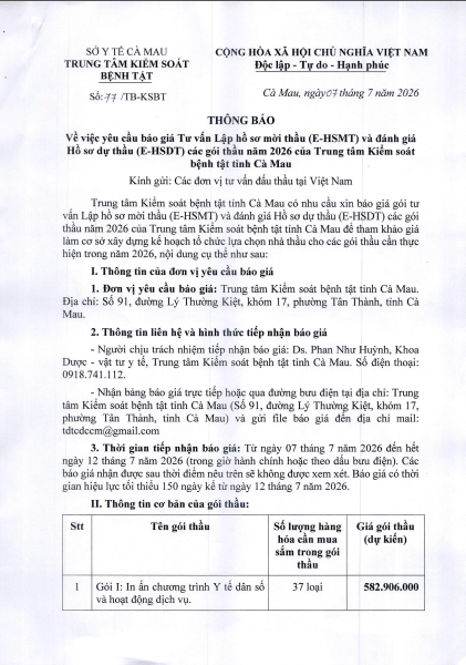 Yêu cầu báo giá