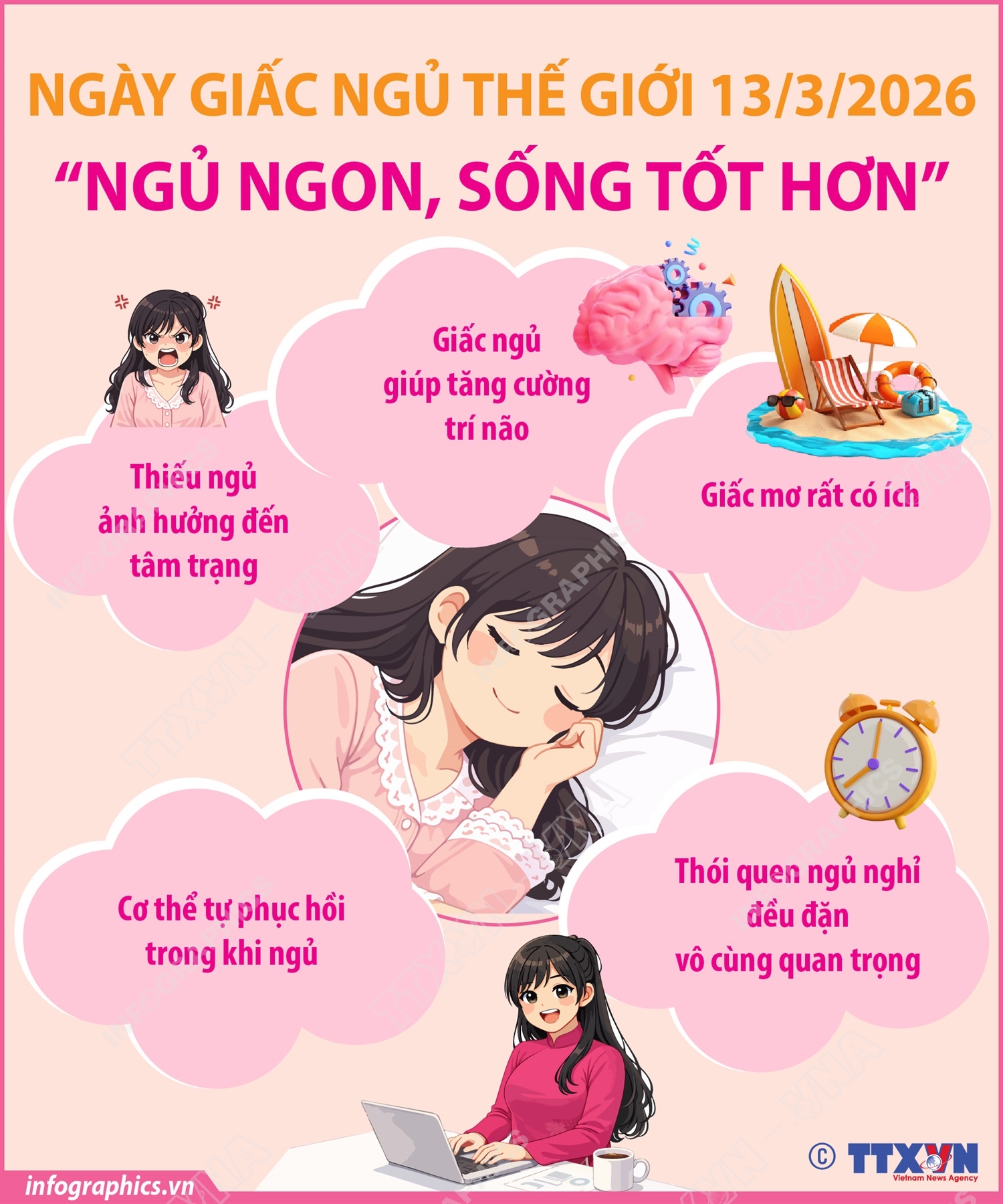 Hưởng ứng Ngày Giấc ngủ Thế giới 13/3/2026: Ngủ ngon, sống tốt hơn
