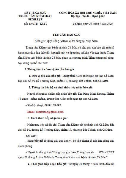 Yêu cầu báo giá