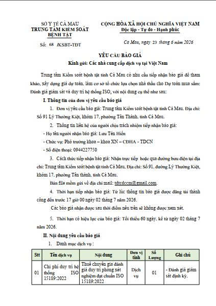 Yêu cầu báo giá