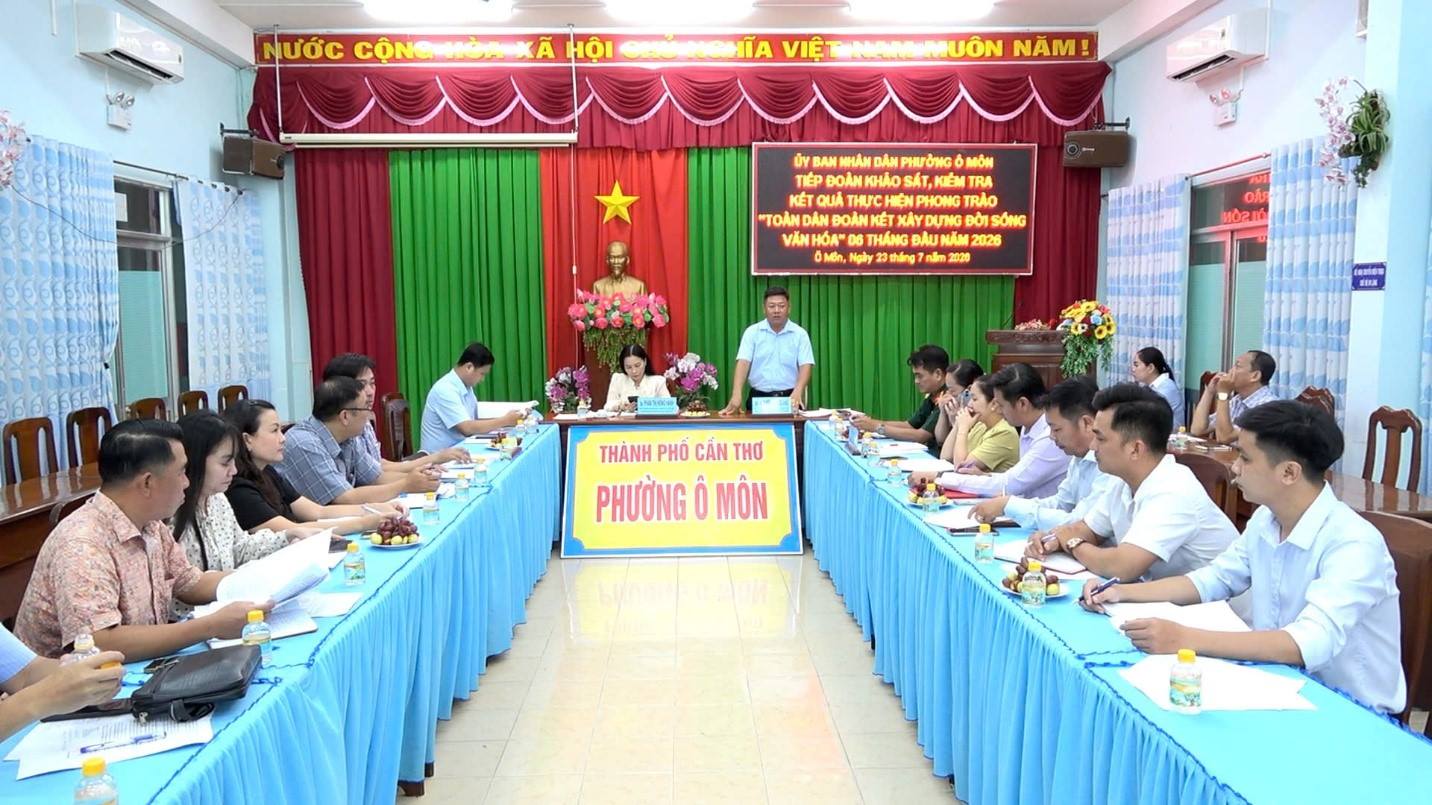 PHƯỜNG Ô MÔN TIẾP ĐOÀN KHẢO SÁT, KIỂM TRA KẾT QUẢ THỰC HIỆN PHONG TRÀO “TOÀN DÂN ĐOÀN KẾT XÂY DỰNG ĐỜI SỐNG VĂN HÓA” 6 THÁNG ĐẦU NĂM 2026