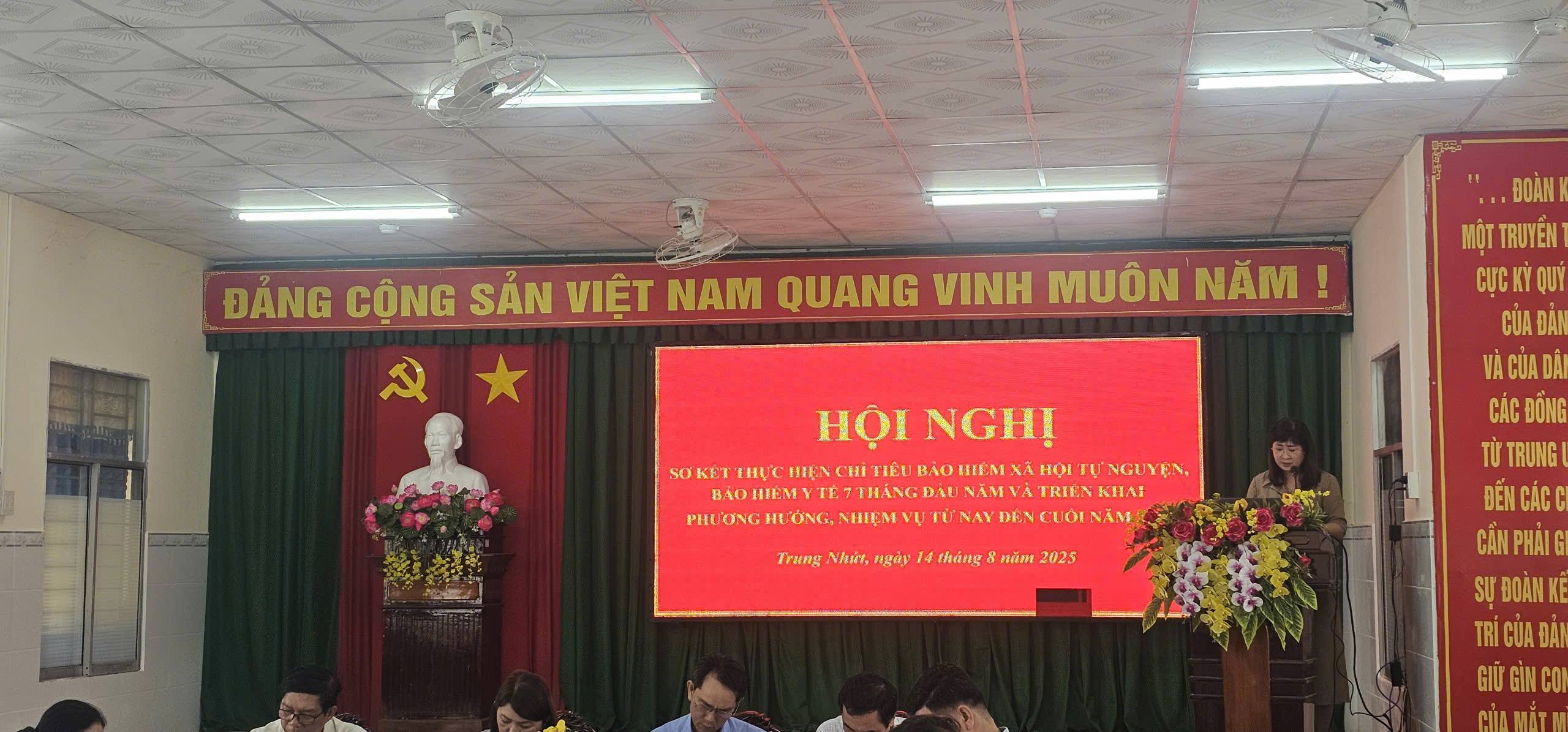 PHƯỜNG TRUNG NHỨT TỔ CHỨC HỘI NGHỊ SƠ KẾT  CHỈ TIÊU BẢO HIỂM XÃ HỘI, BẢO HIỂM Y TẾ 7 THÁNG ĐẦU NĂM 2025