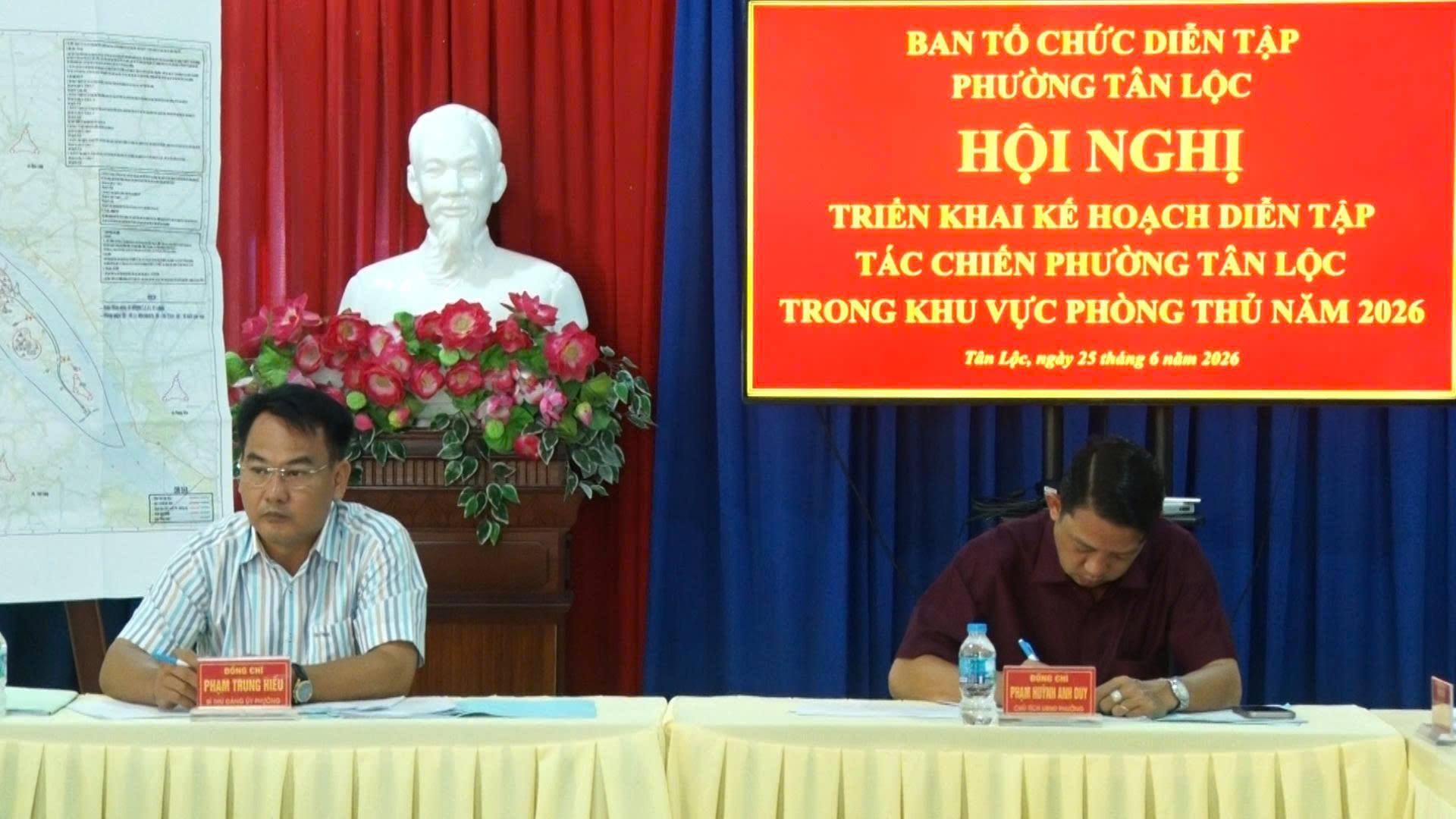 ỦY BAN NHÂN DÂN PHƯỜNG TÂN LỘC TRIỂN KHAI KẾ HOẠCH DIỄN TẬP TÁC CHIẾN PHƯỜNG TRONG KHU VỰC PHÒNG THỦ NĂM 2026