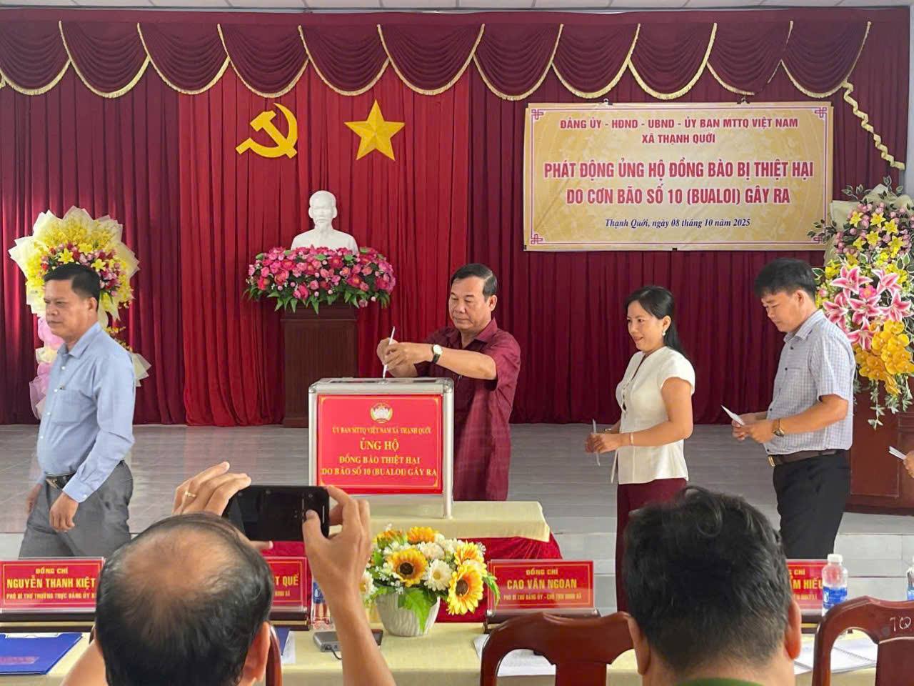 Lời kêu gọi Toàn Đảng bộ, toàn dân và toàn quân xã Thạnh Quới tham gia ủng hộ đồng bào bị thiệt hại do cơn bão số 10 (Bualoi)