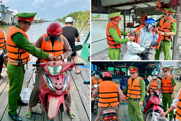 Công an xã Thạnh An siết chặt an toàn giao thông tại các bến đò ngang