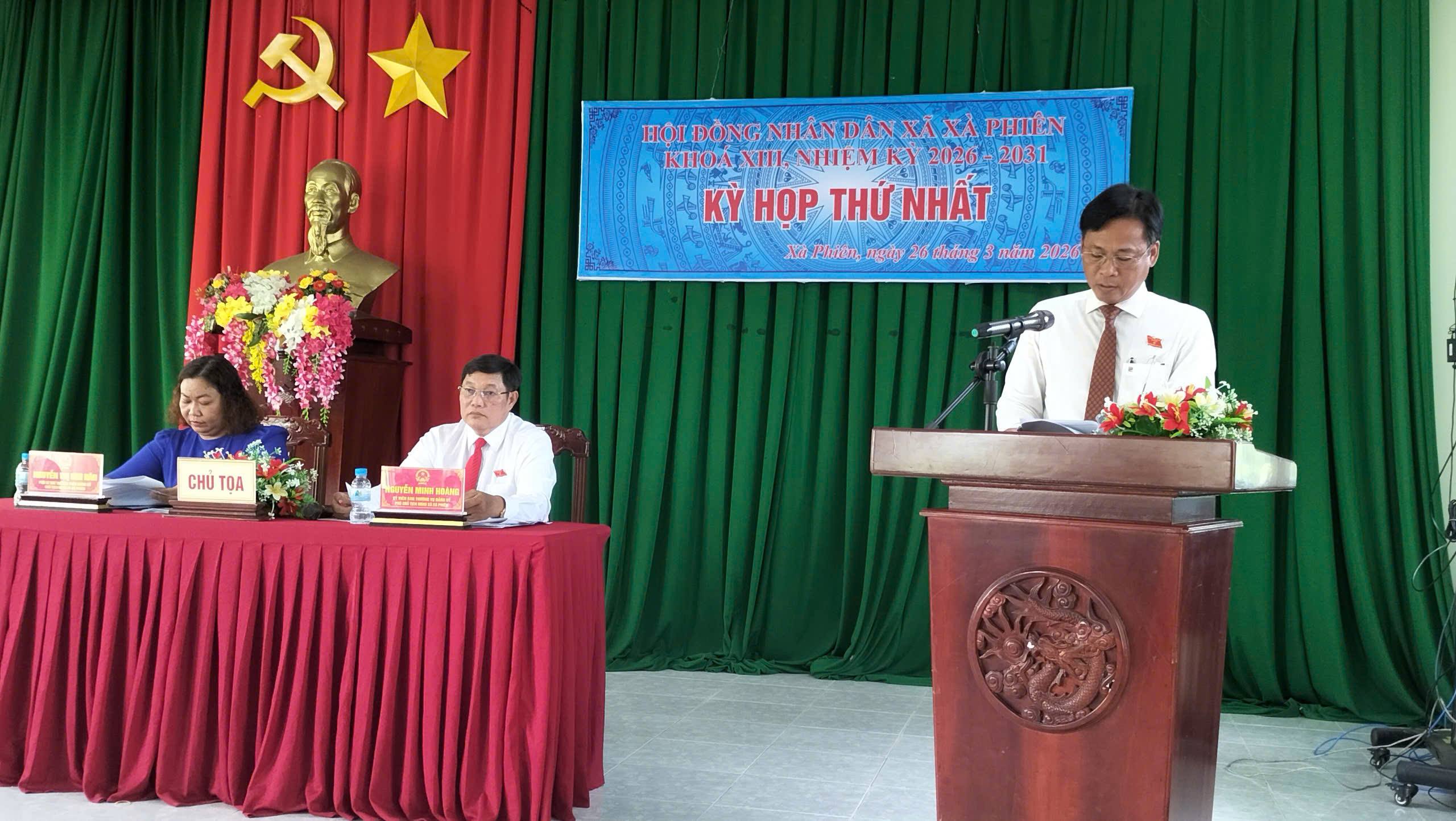 Hội đồng nhân dân xã Xà Phiên khóa XIII, nhiệm kỳ 2026-2031 tổ chức Kỳ họp lần thứ nhất