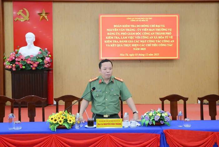 Đoàn công tác Công an thành phố Cần Thơ kiểm tra công tác tại Công an xã Hòa Tú