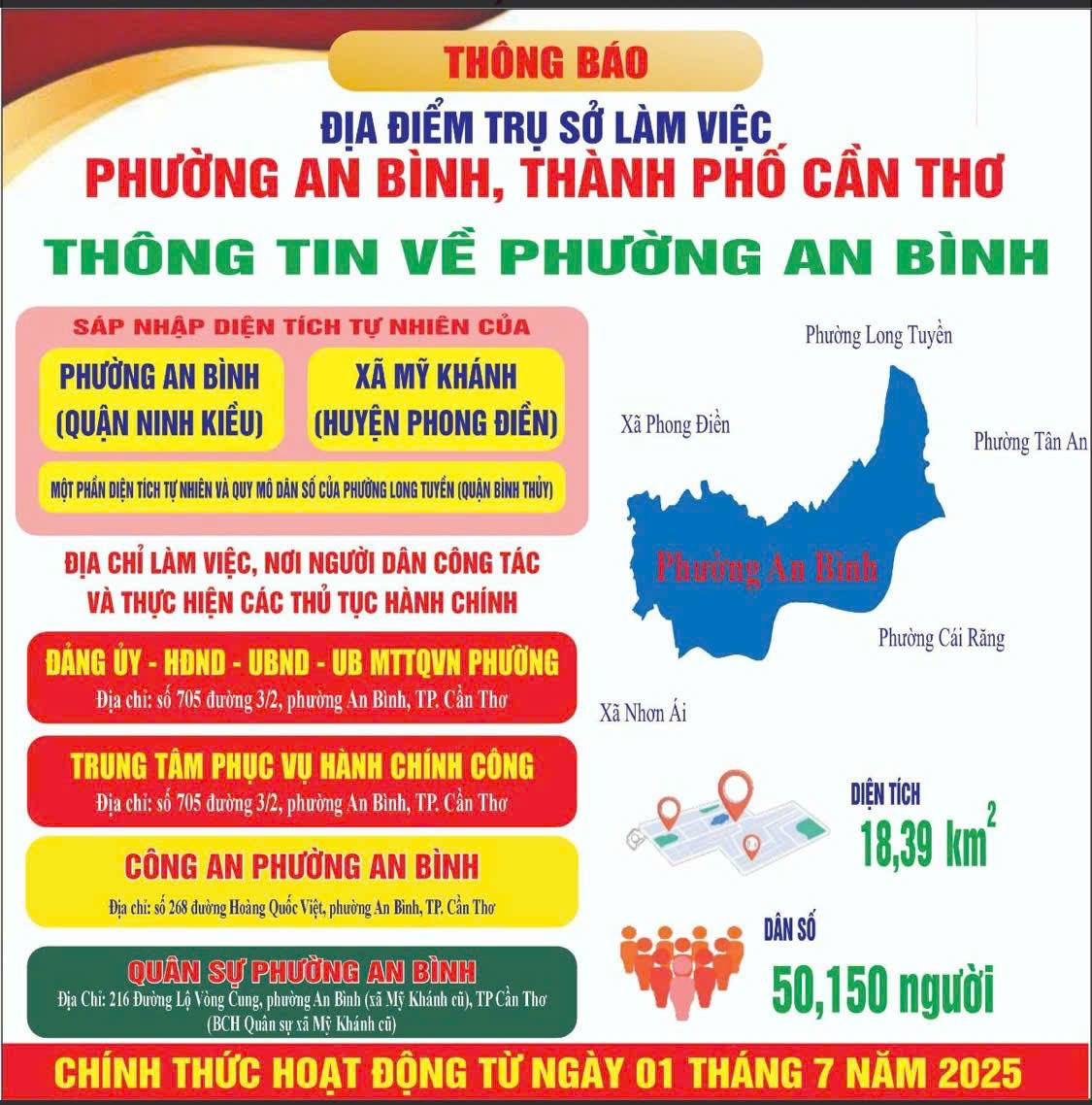 Thông báo địa điểm hoạt động của UBND phường An Bình