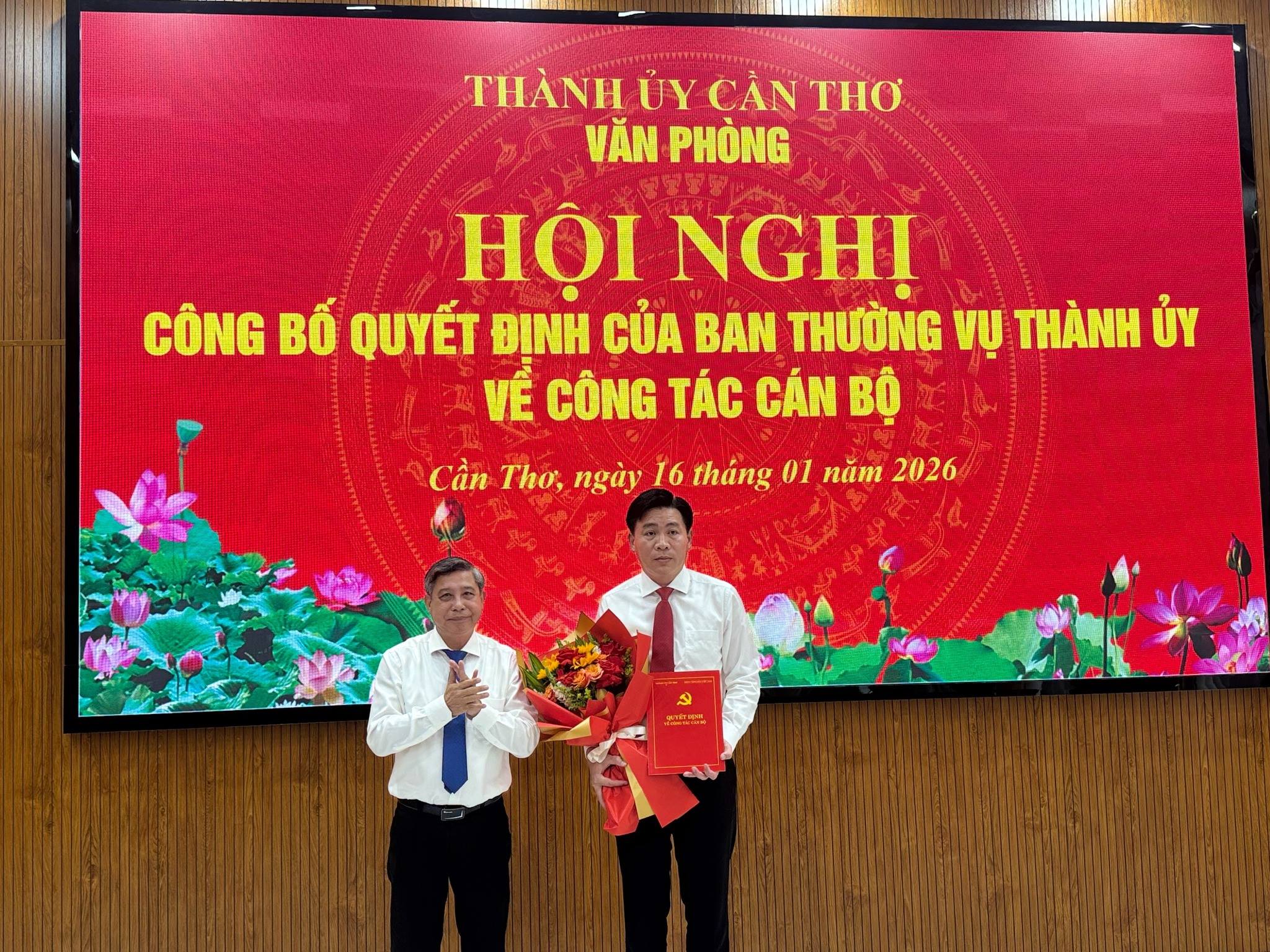 Ông Phan Thanh Diệu Huệ giữ chức Phó Chánh Văn phòng Thành ủy Cần Thơ