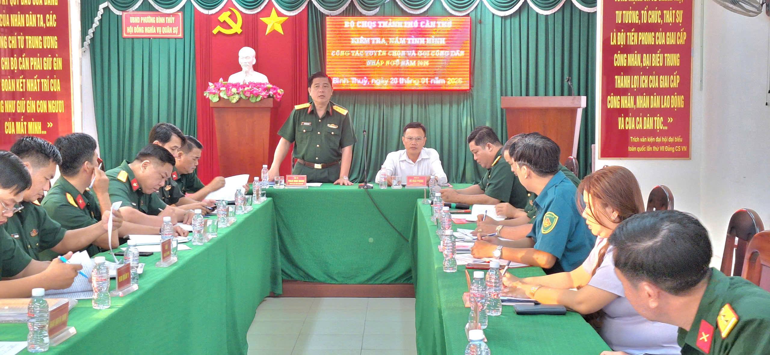 Bộ CHQS thành phố Cần Thơ kiểm tra công tác tuyển quân năm 2026 tại phường Bình Thủy
