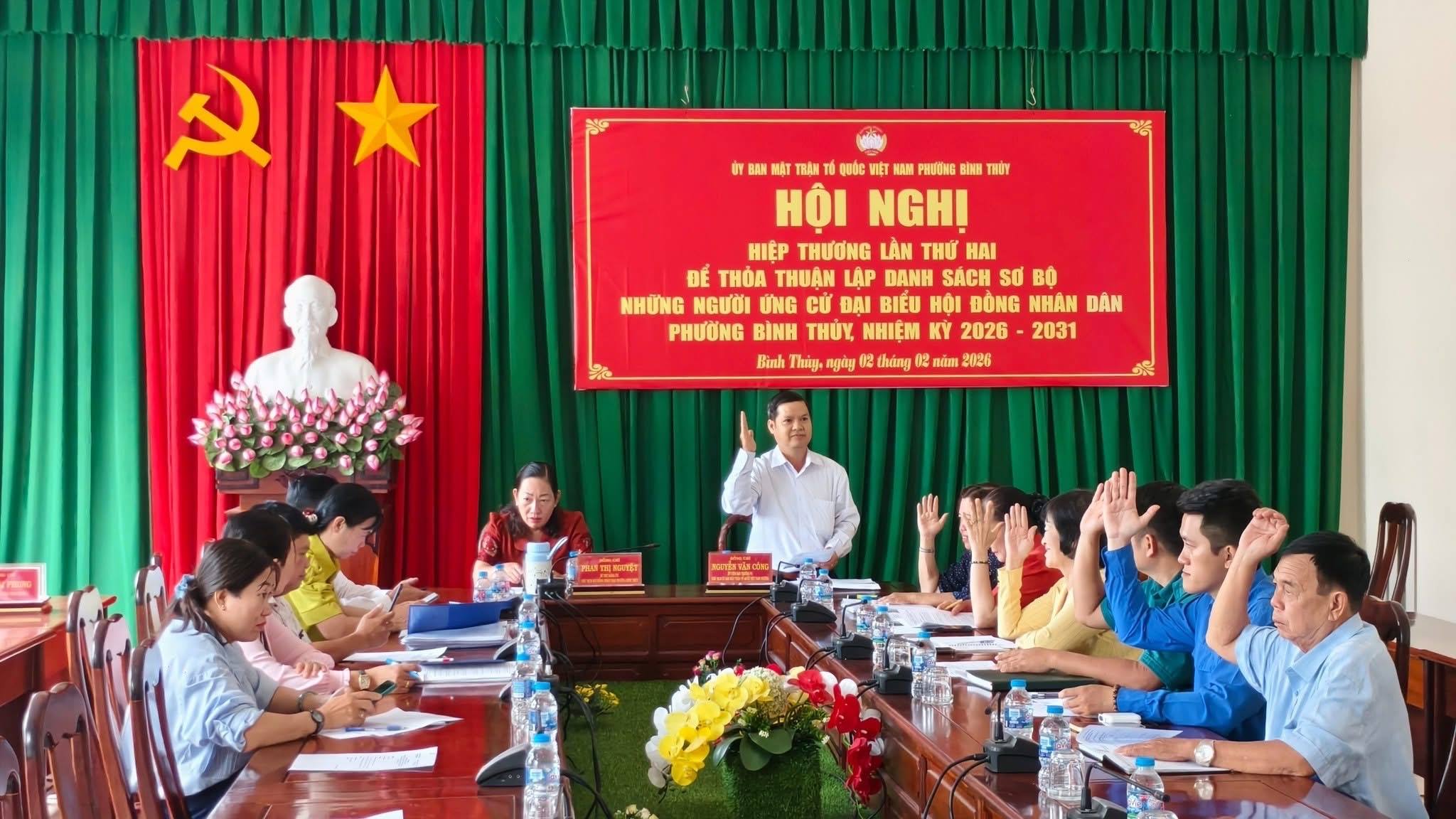Bình Thủy tổ chức Hội nghị Hiệp thương lần hai, lập danh sách sơ bộ 42 người ứng cử HĐND phường nhiệm kỳ 2026–2031