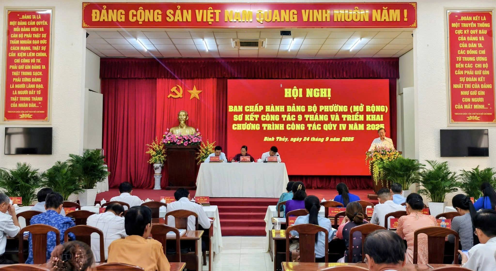 Đảng bộ phường Bình Thủy sơ kết công tác 9 tháng, triển khai nhiệm vụ quý IV năm 2025