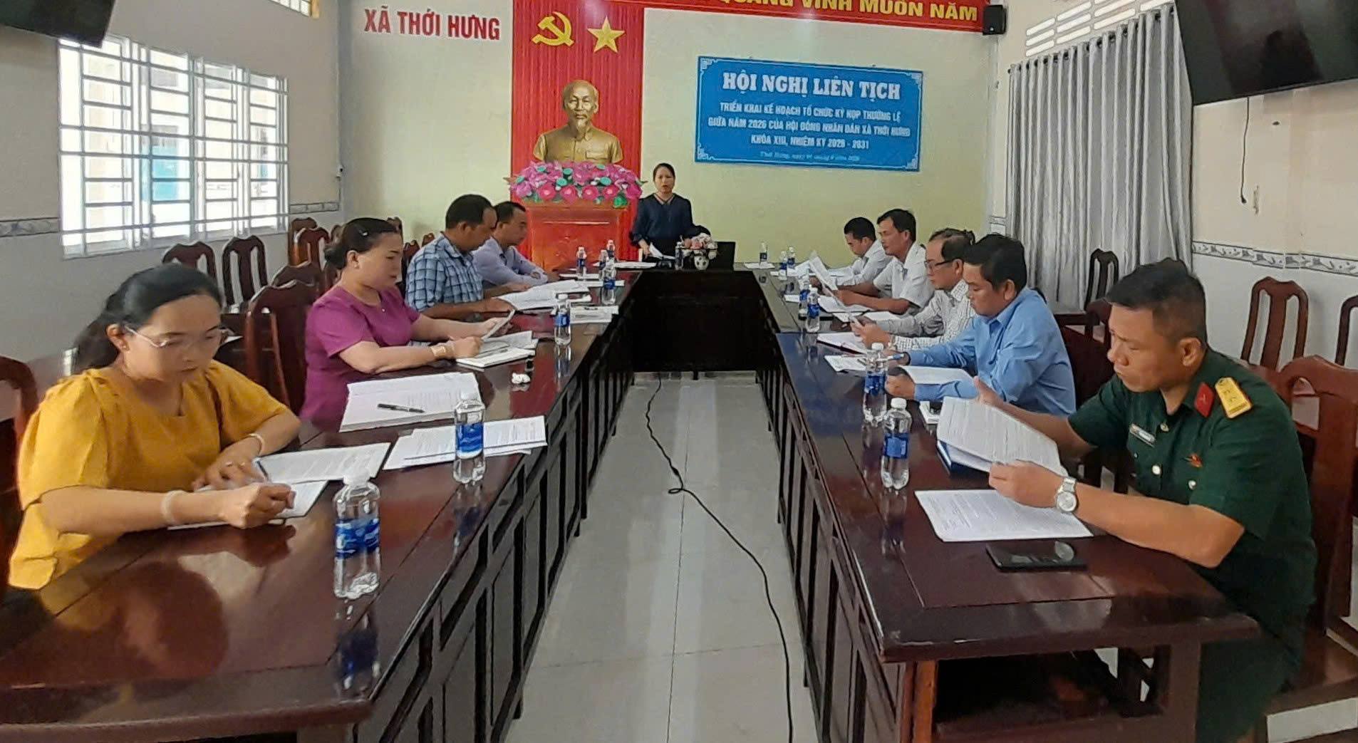 HỘI NGHỊ LIÊN TỊCH TRIỂN KHAI KẾ HOẠCH TỔ CHỨC                            KỲ HỌP THƯỜNG LỆ GIỮA NĂM 2026 CỦA HỘI ĐỒNG NHÂN DÂN XÃ THỚI HƯNG KHÓA XIII, NHIỆM KỲ 2026 - 2031