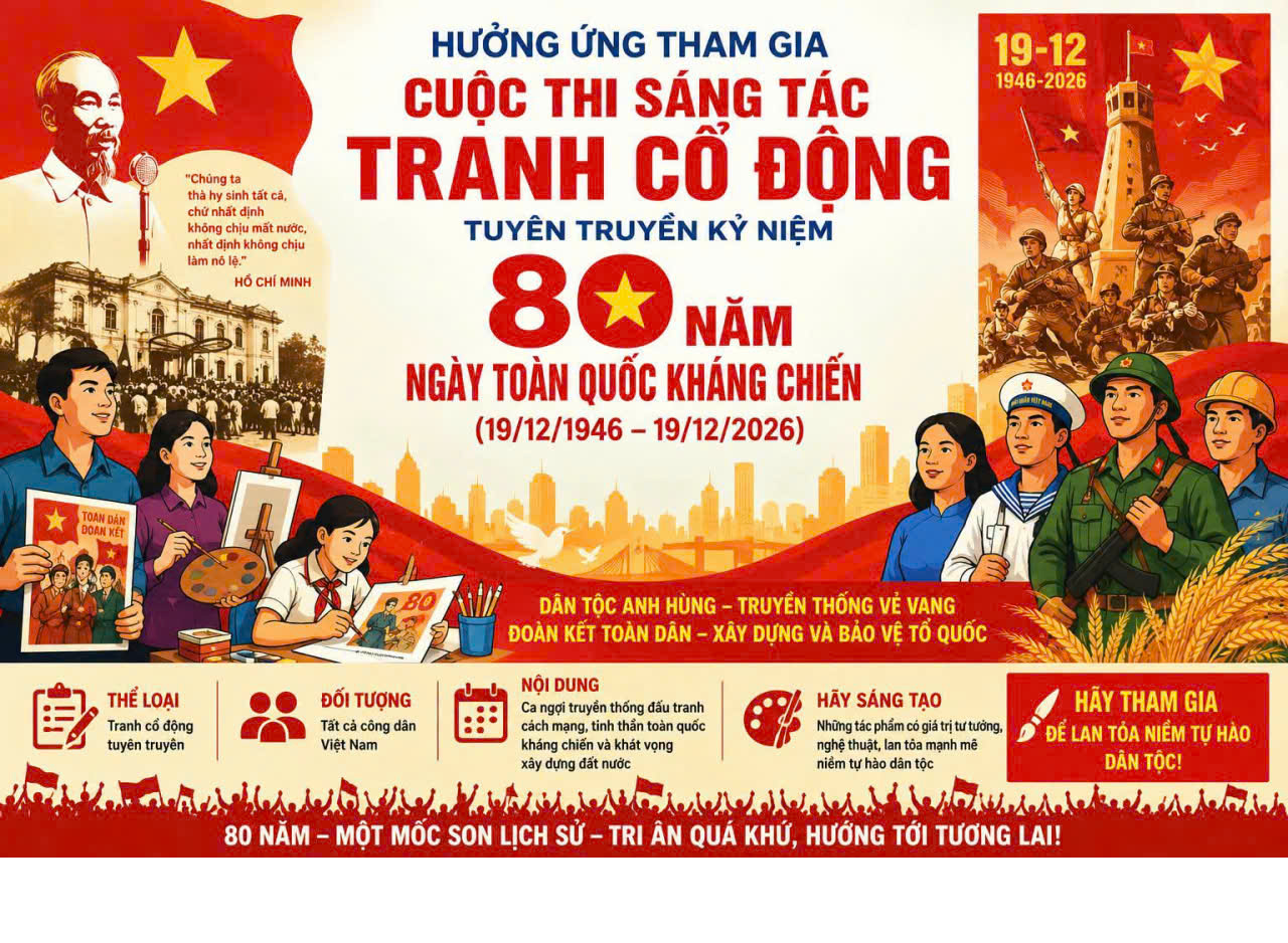 Hưởng ứng cuộc thi sáng tác tranh cổ động tuyên truyền kỷ niệm 80 năm ngày toàn quốc kháng chiến (19/12/1946 - 19/12/2026)