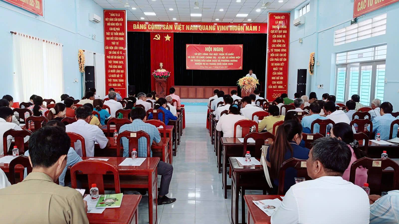 Hội nghị sơ kết công tác MTTQ và các tổ chức chính trị - xã hội xã Đông Hiệp 9 tháng đầu năm và triển khai phương hướng, nhiệm vụ 3 tháng cuối năm 2025.