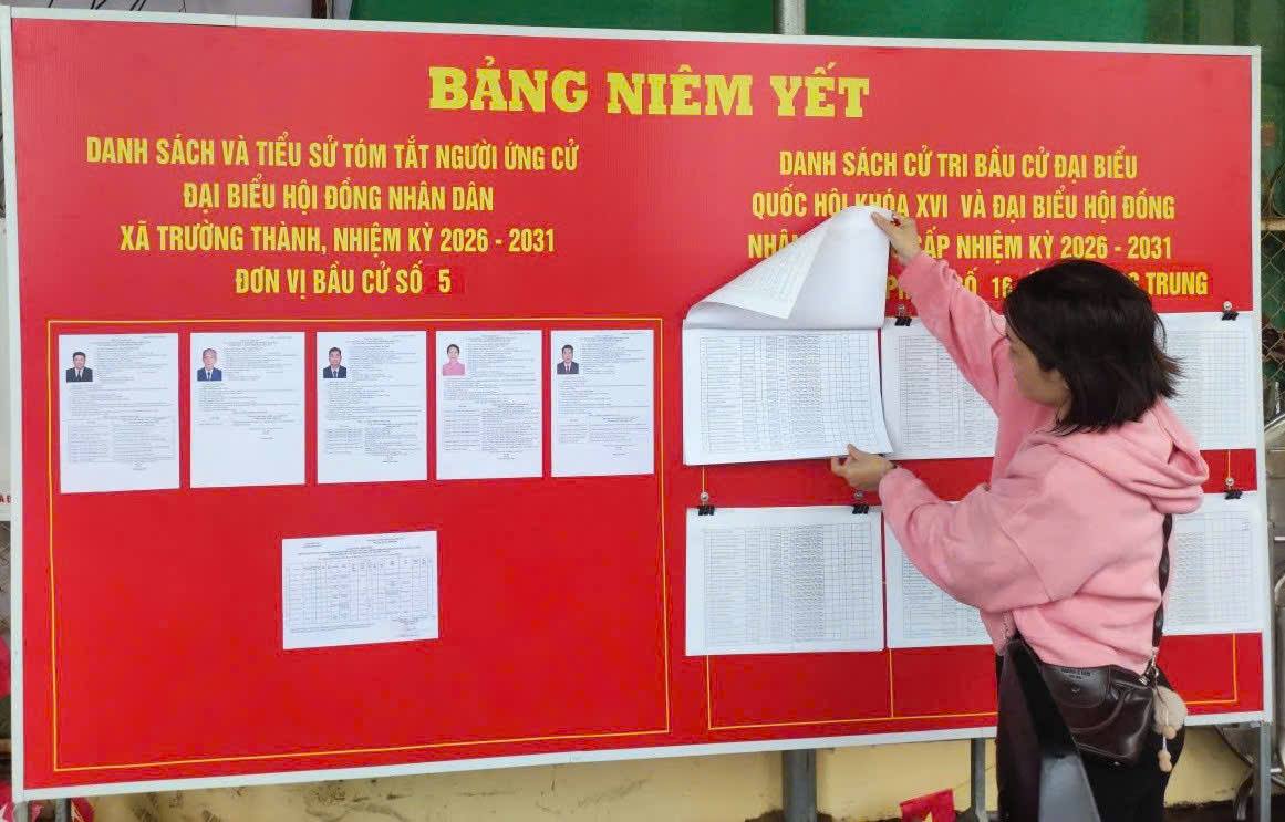 xã Trường Thành công bố danh sách chính thức người ứng cử và niêm yết danh sách người ứng cử đại biểu HĐND xã Trường Thành khóa XIII, nhiệm kỳ 2026-2031