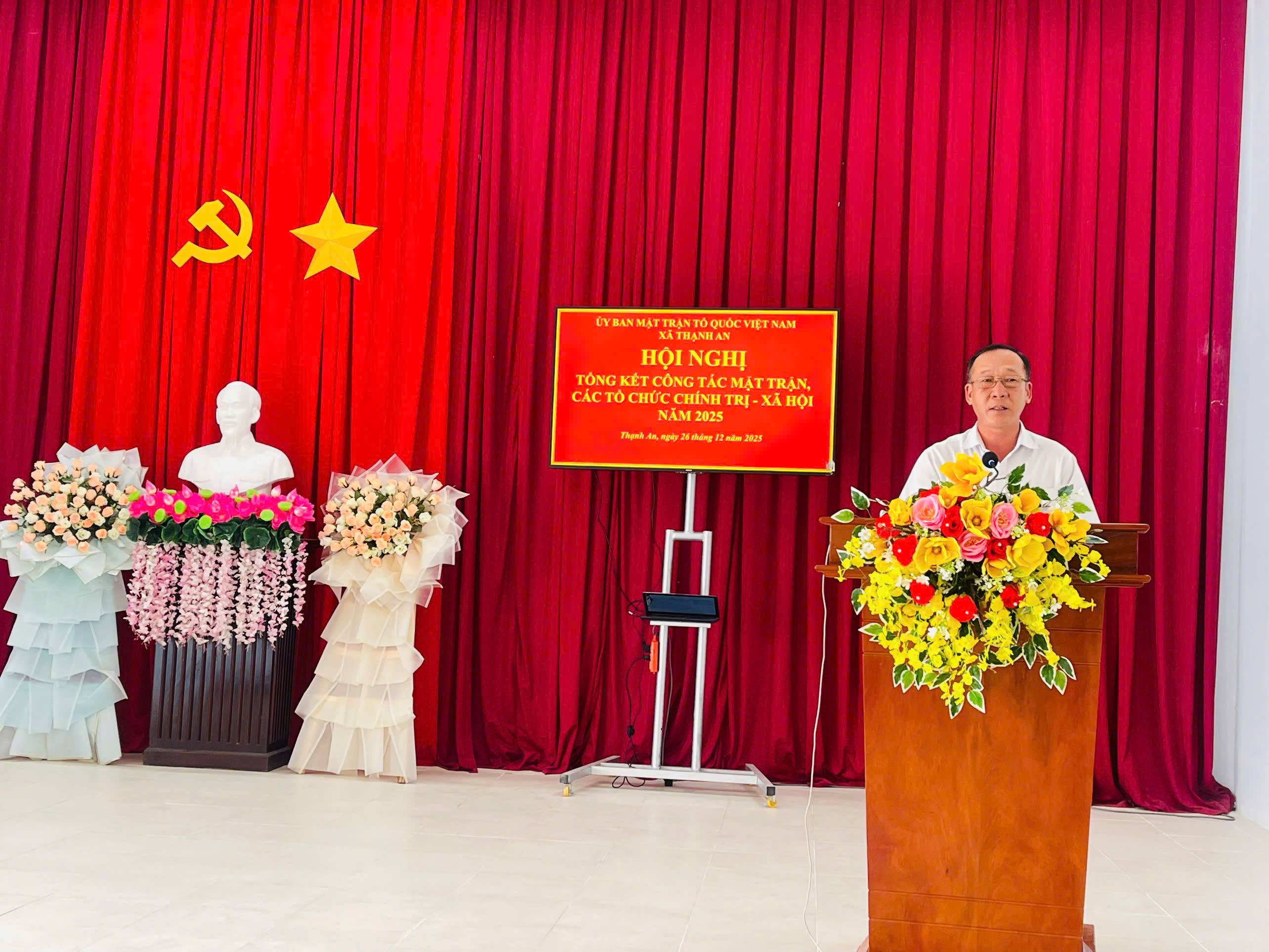 Hội nghị tổng kết công tác Mặt trận và các tổ chức chính trị - xã hội xã Thạnh An năm 2025: Phát huy sức mạnh khối đại đoàn kết toàn dân tộc