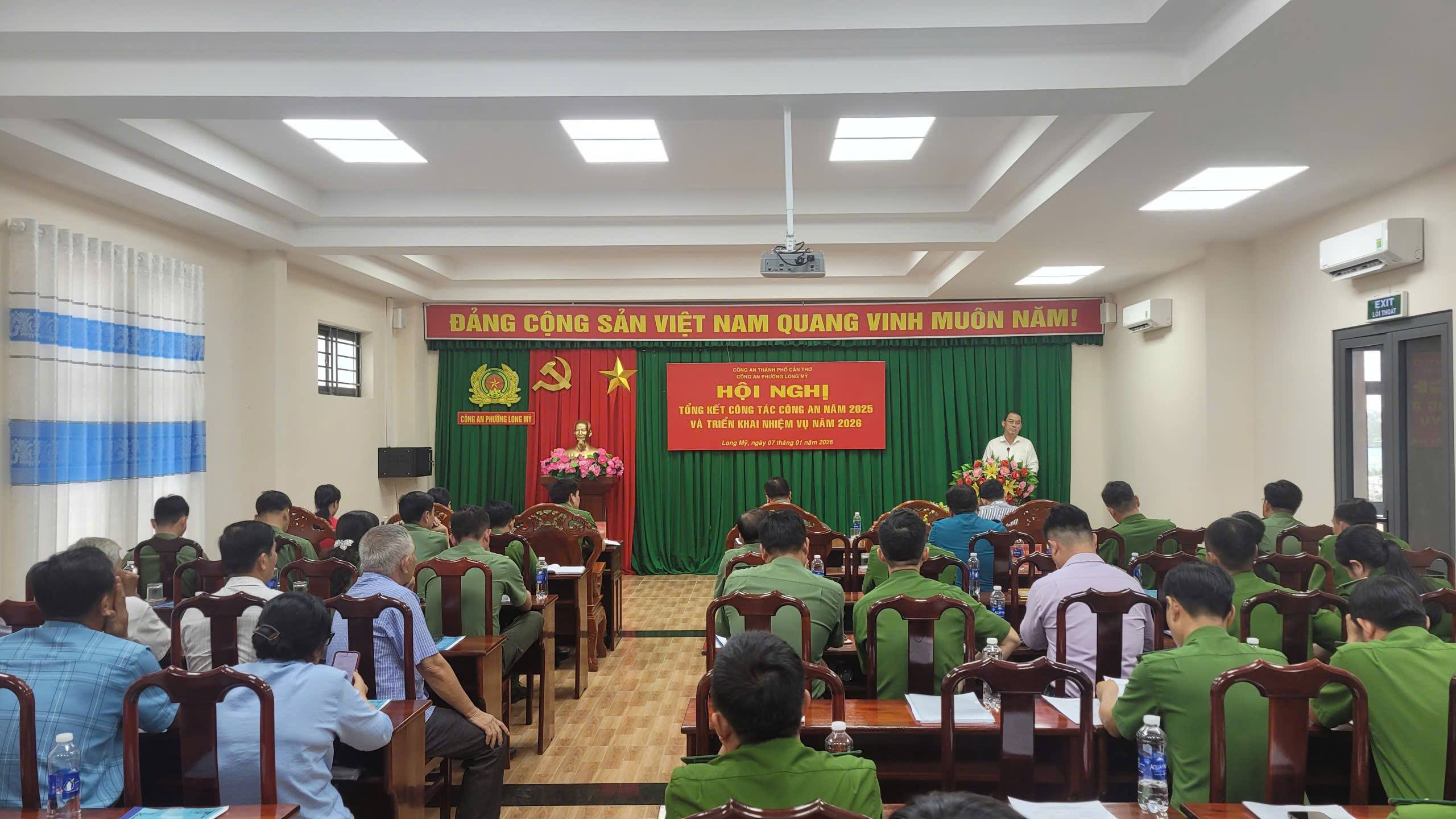 Công an phường Long Mỹ tổng kết công tác năm 2025, triển khai nhiệm vụ năm 2026