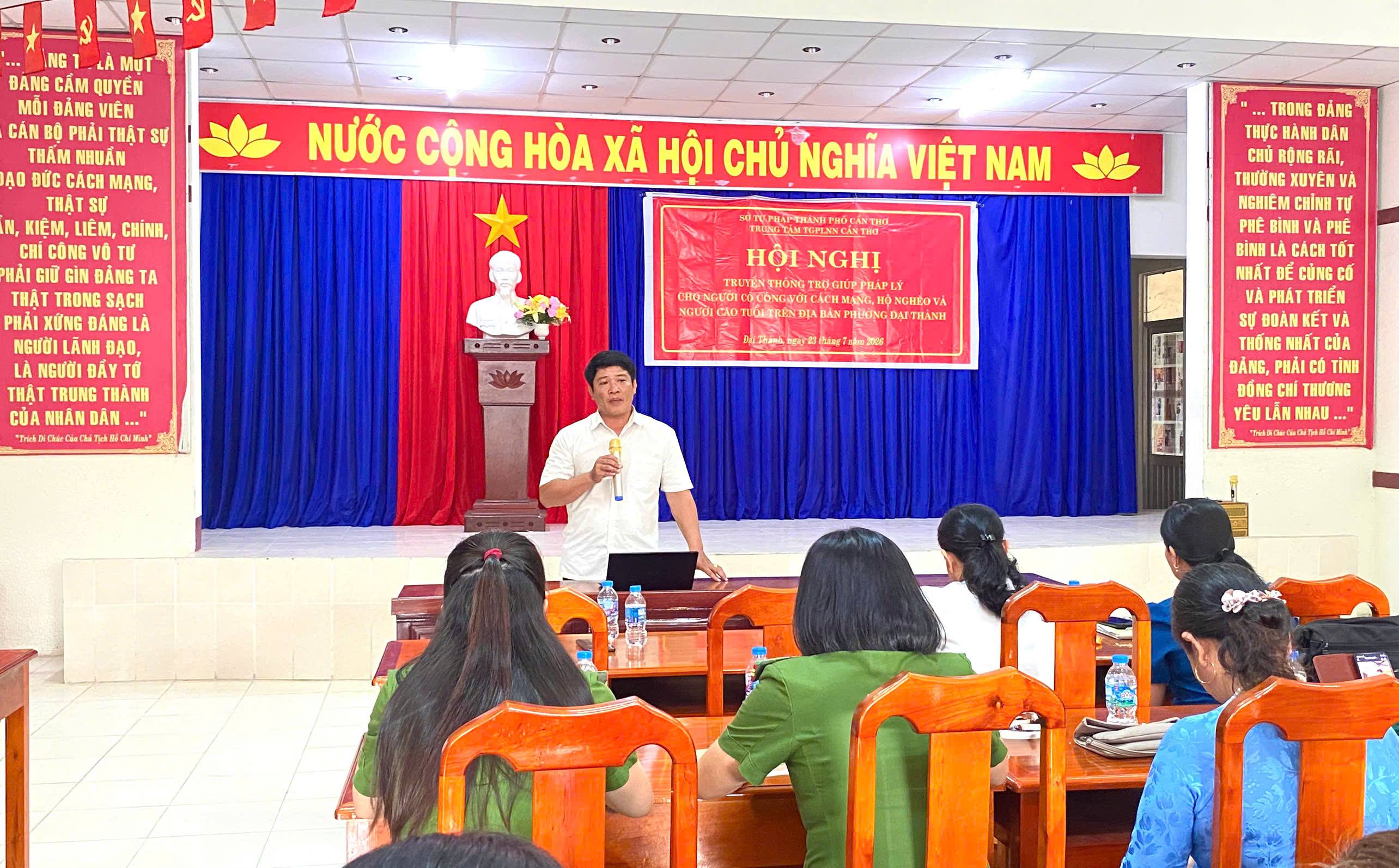 PHƯỜNG ĐẠI THÀNH TỔ CHỨC TRUYỀN THÔNG TRỢ GIÚP PHÁP LÝ CHO NGƯỜI CÓ CÔNG VỚI CÁCH MẠNG, HỘ NGHÈO VÀ NGƯỜI CAO TUỔI