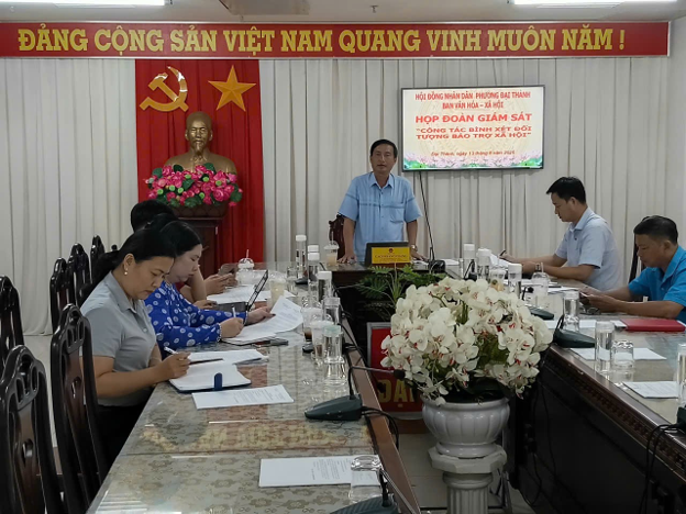 BAN VĂN HÓA - XÃ HỘI HĐND PHƯỜNG ĐẠI THÀNH HỌP ĐOÀN GIÁM SÁT TRIỂN KHAI PHÂN CÔNG NHIỆM VỤ GIÁM SÁT CÔNG TÁC BÌNH XÉT CÁC ĐỐI TƯỢNG BẢO TRỢ XÃ HỘI