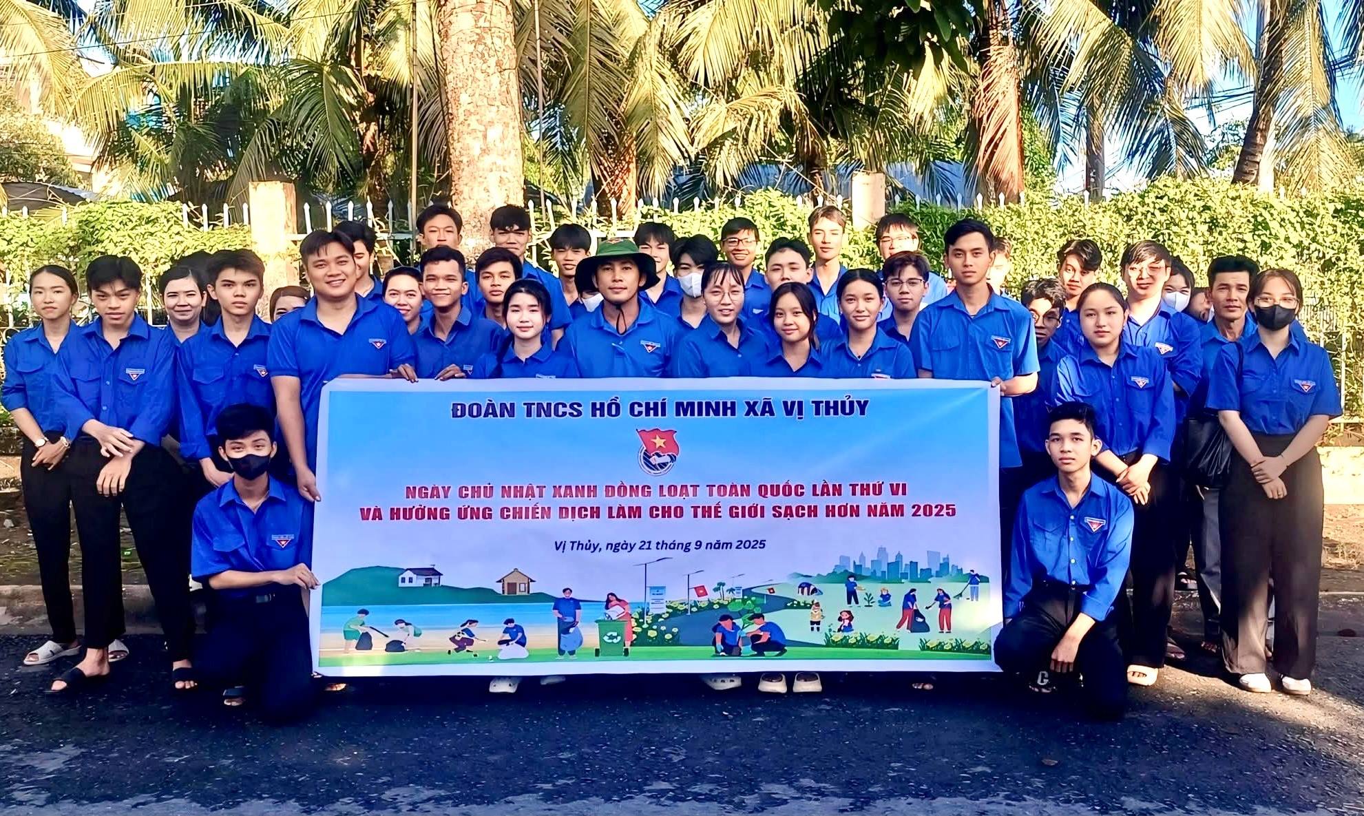 Xã đoàn Vị Thủy hưởng ứng chiến dịch làm cho thế giới sạch hơn năm 2025