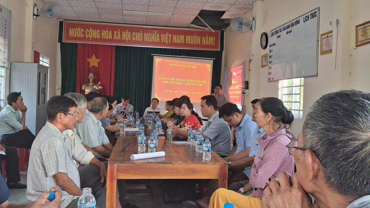 Xã Tân Hòa tổ chức hoạt động Mô hình “Tuần cuối tháng nghe dân nói, nói dân hiểu, làm dân tin” tháng 01/2026.