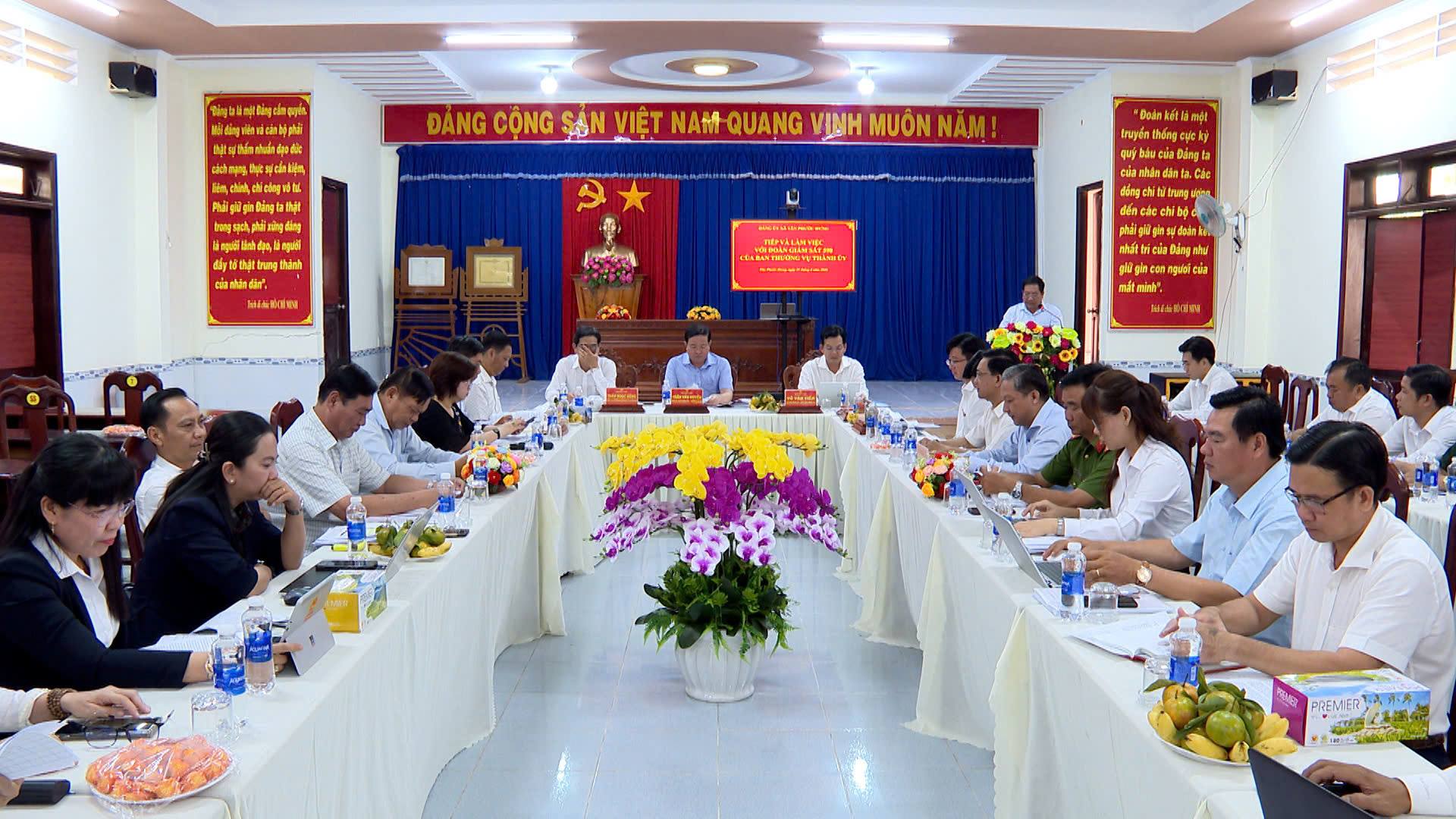 Đoàn Giám sát số 598 của Ban Thường vụ Thành ủy Cần Thơ  làm việc với Đảng ủy xã Tân Phước Hưng