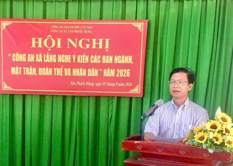 Công an Tân Phước Hưng lắng nghe ý kiến của các ban, ngành, các tổ chức chính trị xã hội và nhân dân năm 2026