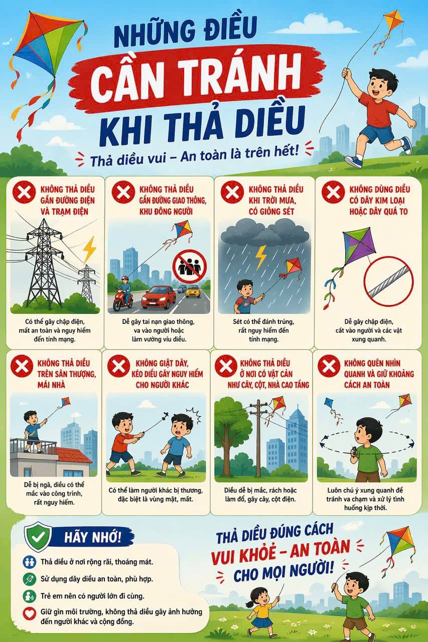 VUI CHƠI DIỀU AN TOÀN – PHÒNG NGỪA HIỂM HỌA KHÔN LƯỜNG