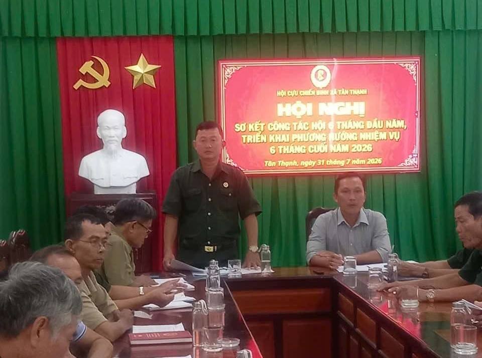 Hội Cựu chiến binh xã Tân Thạnh tổ chức Hội nghị (nội bộ) sơ kết công tác Hội và phong trào Cựu chiến binh 6 tháng đầu năm, triển khai phương hướng, nhiệm vụ 6 tháng cuối năm 2026