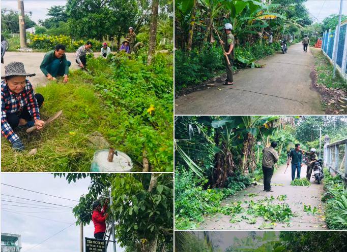 Chi bộ, ban nhân dân, ban công tác mặt trận cùng lực lượng bảo vệ an ninh trật tự ấp Nhì. Ra quân phát hoang bụi rậm, che khuất tầm nhìn trên tuyến lộ nông thôn từ cống Thủy Nông đến cầu mavi giáp ấp tư