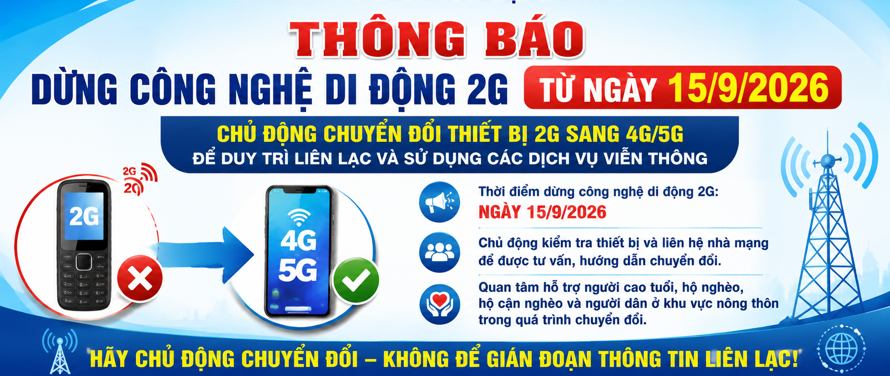 📢 THÔNG BÁO: DỪNG CÔNG NGHỆ DI ĐỘNG 2G TỪ NGÀY 15/9/2026
