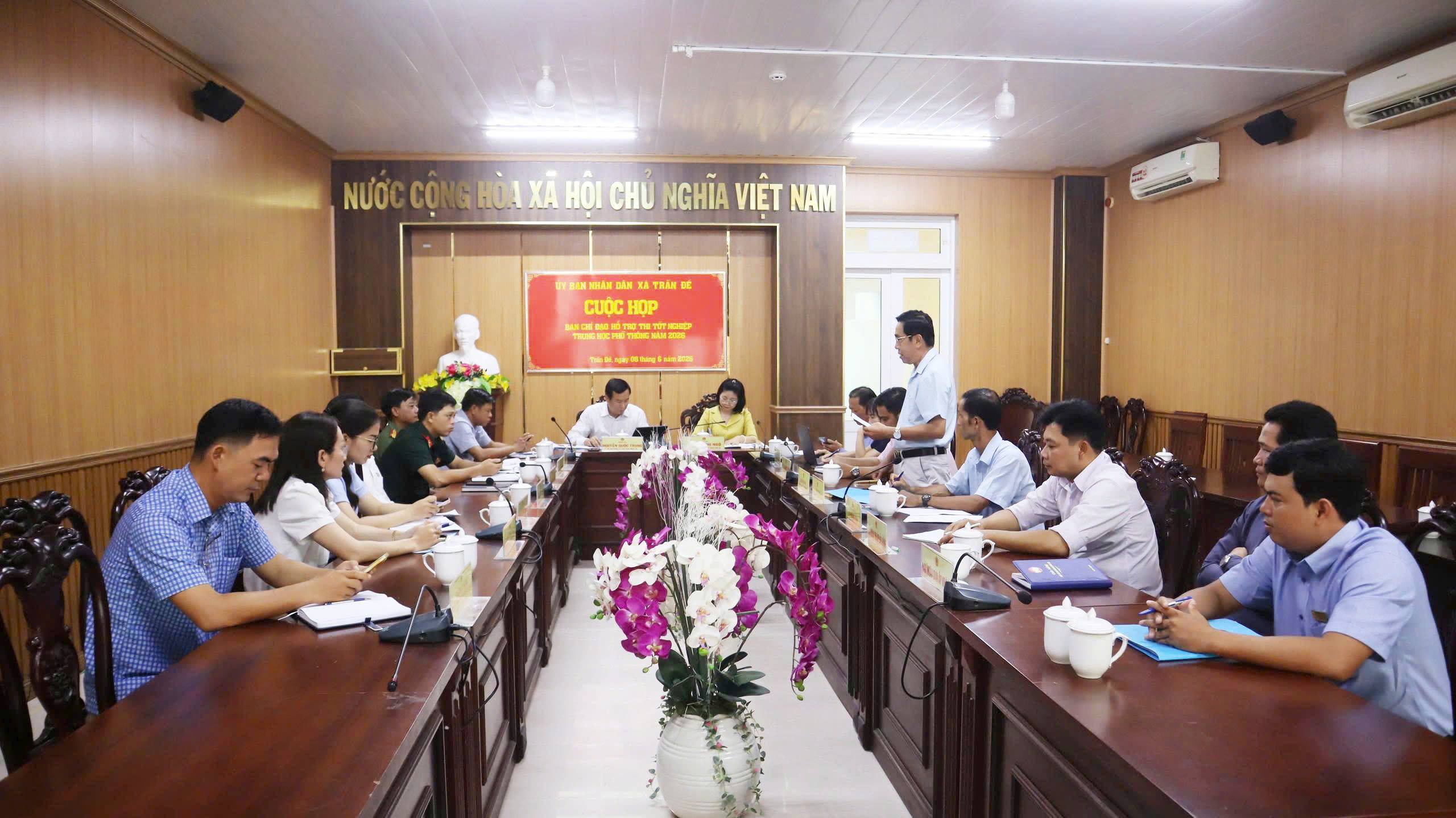 Trần Đề họp Ban chỉ đạo hỗ trợ chuẩn bị kỳ thi Trung học phổ thông năm 2026
