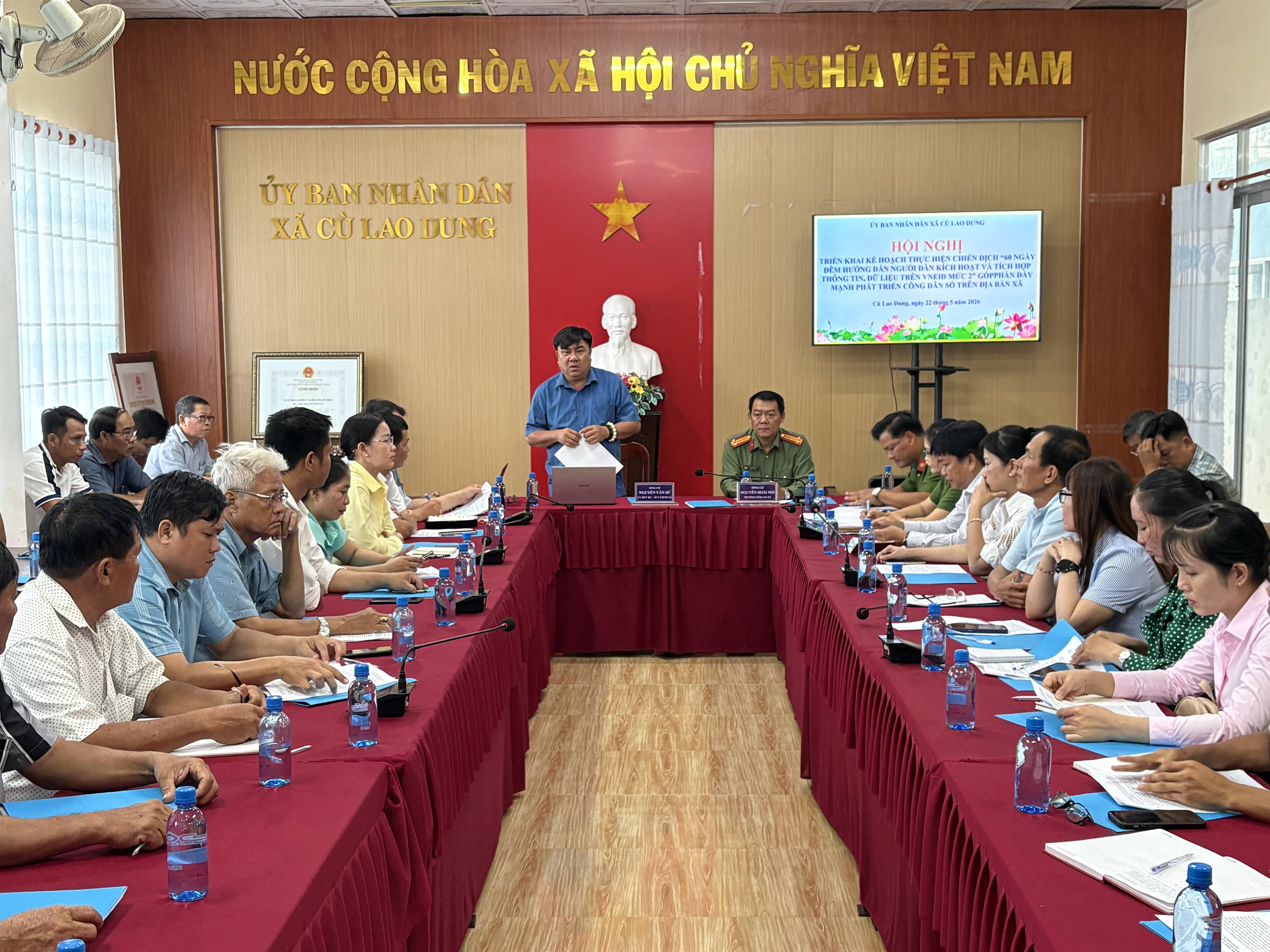 Hội nghị triển khai Chiến dịch “ 60 ngày đêm hướng dẫn người dân kích hoạt và  tích hợp thông tin, dữ liệu trên VNeID mức 2”.  