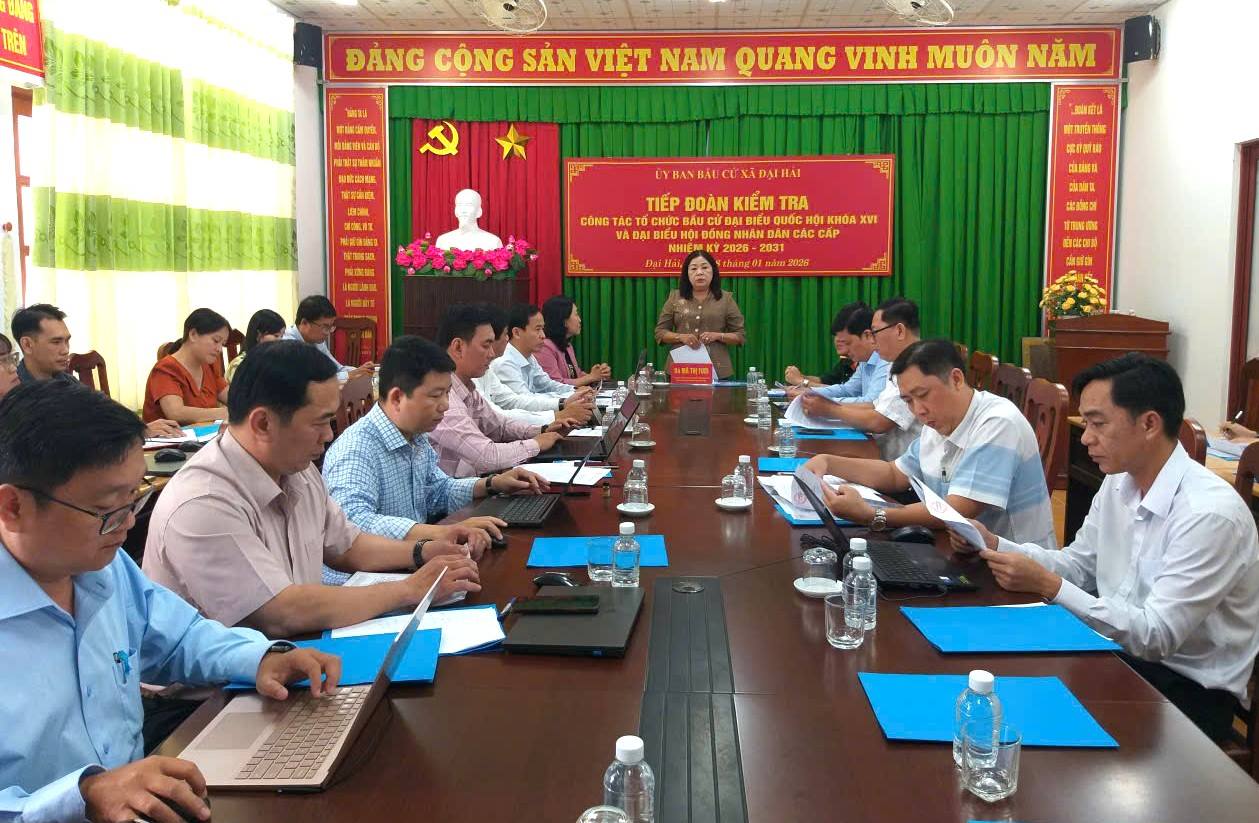 Kiểm tra công tác bầu cử đại biểu Quốc hội khóa XVI và đại biểu HĐND các cấp, nhiệm kỳ 2026-2031 tại xã Đại Hải