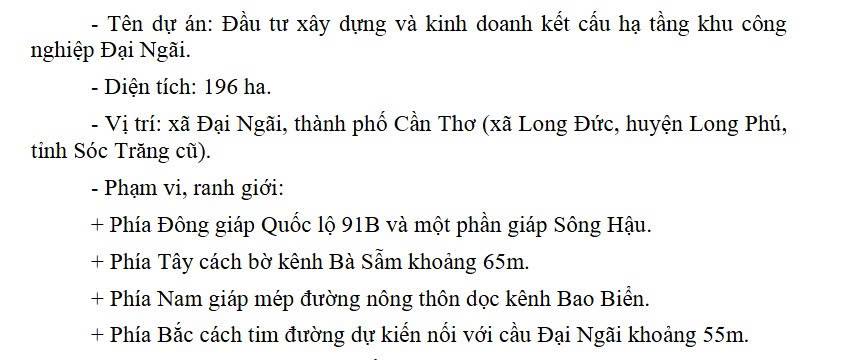 Dự án đầu tư xây dựng và kinh doanh kết cấu hạ tầng khu công nghiệp Đại Ngãi