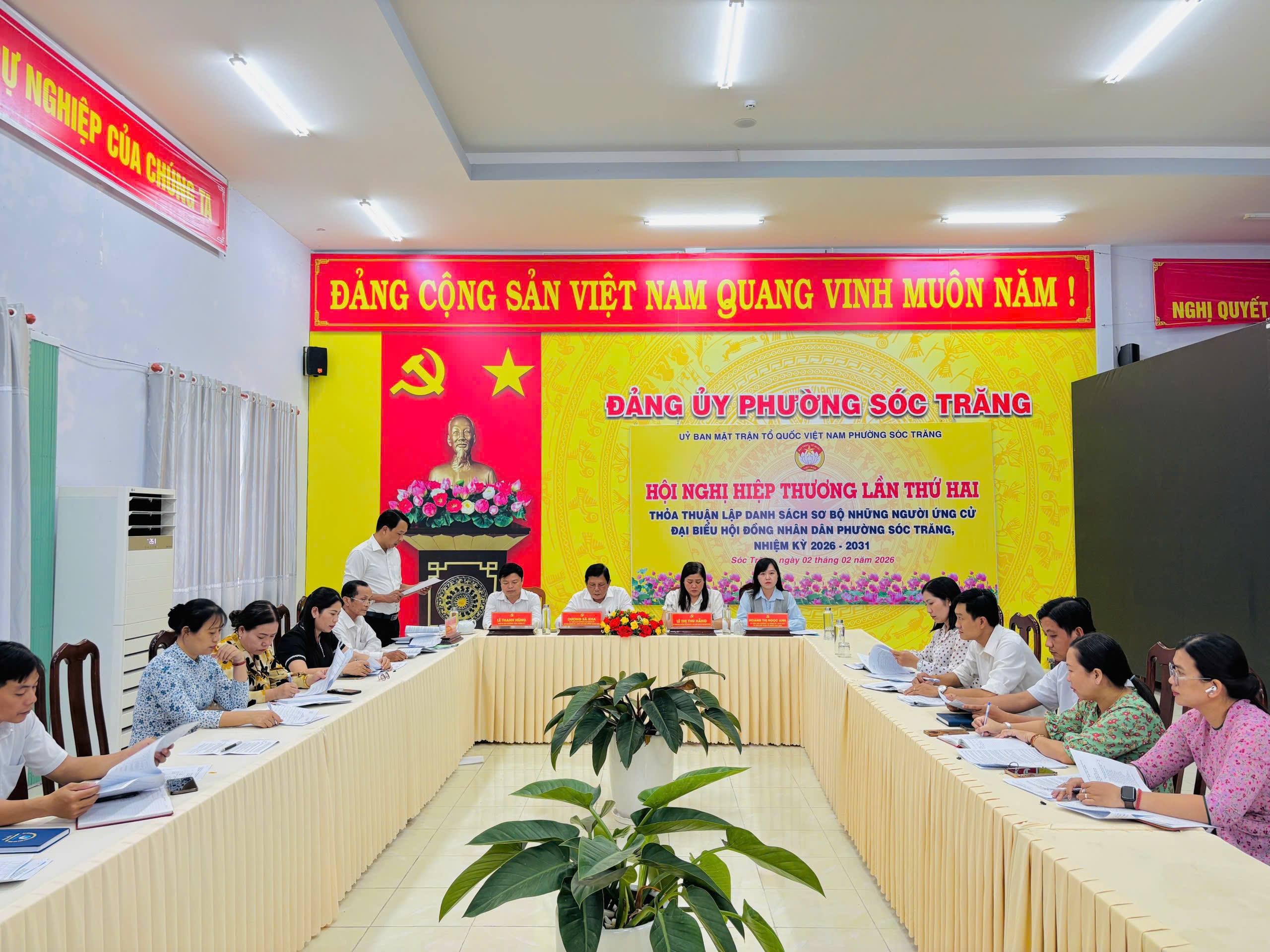 PHƯỜNG SÓC TRĂNG TỔ CHỨC HỘI NGHỊ HIỆP THƯƠNG LẦN THỨ HAI THỎA THUẬN LẬP DANH SÁCH SƠ BỘ NGƯỜI ĐƯỢC GIỚI THIỆU ỨNG CỬ ĐẠI BIỂU HĐND PHƯỜNG NHIỆM KỲ 2026 – 2031