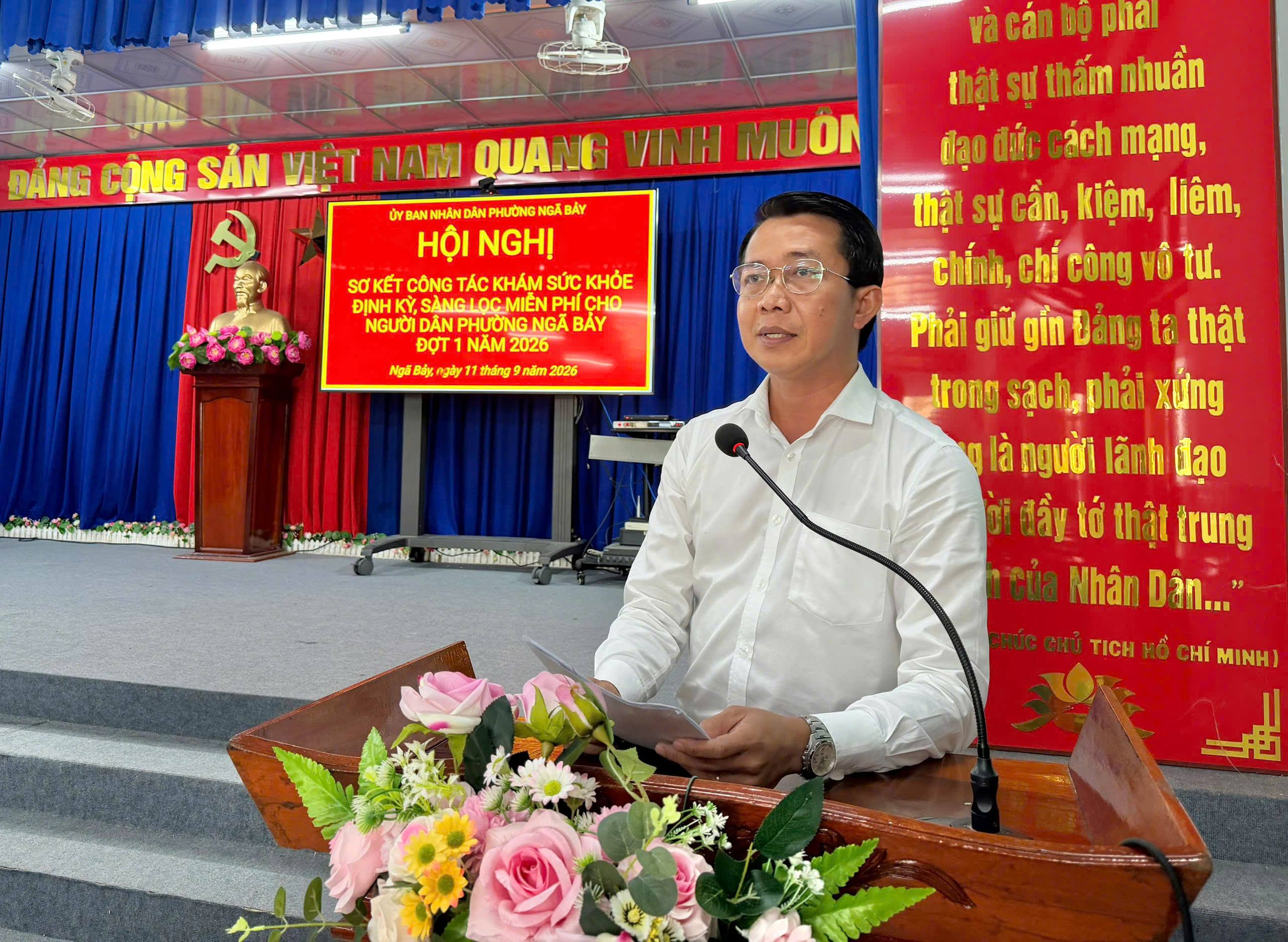 Sơ kết công tác khám sức khỏe định kỳ sàng lọc miễn phí cho người dân phường Ngã Bảy đợt 1 năm 2026