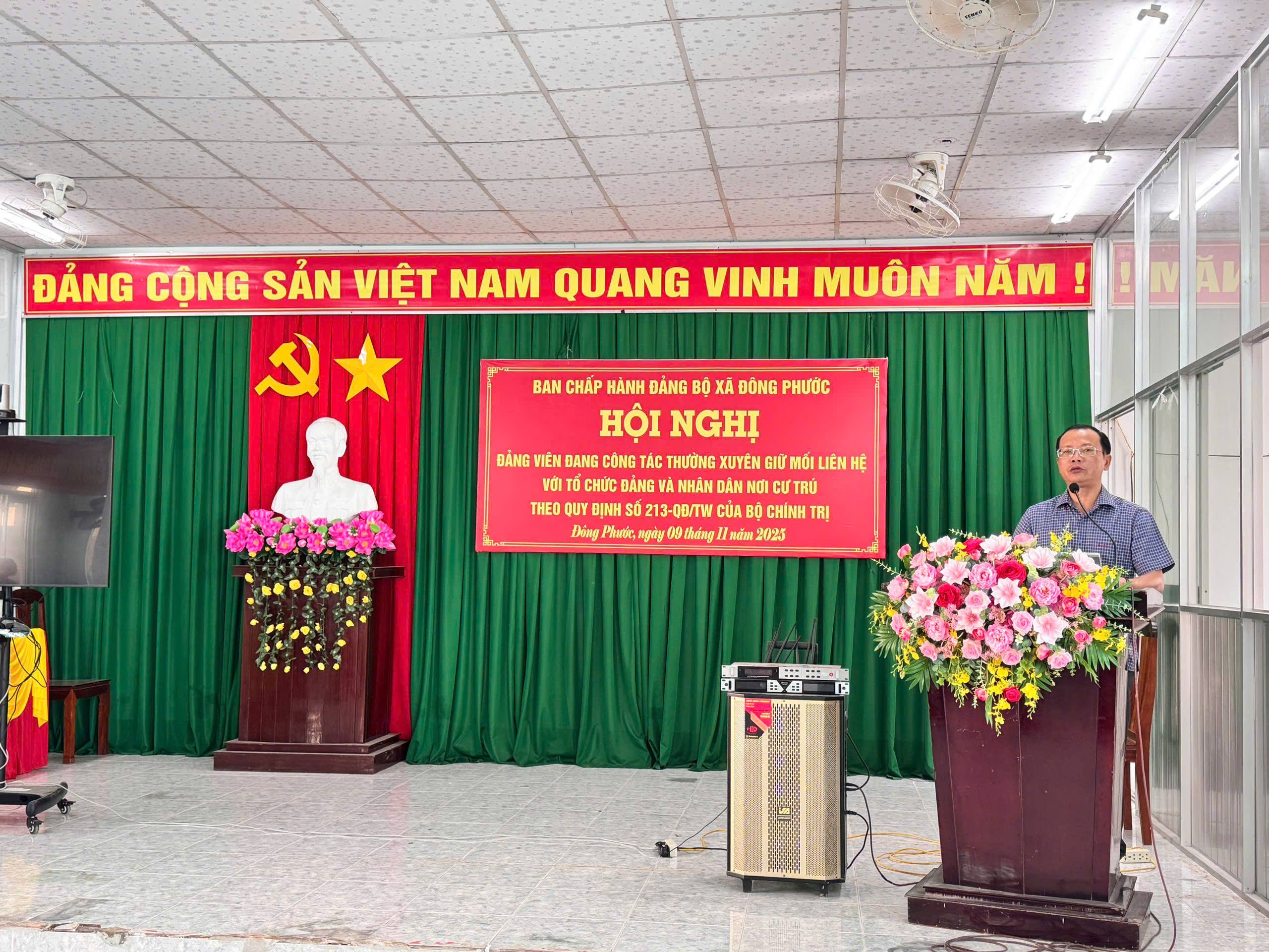 Đảng Ủy xã Đông Phước tổ chức Hội nghị đảng viên đang công tác thường xuyên giữ mối liên hệ với tổ chức đảng và Nhân dân nơi cư trú theo Quy định số 213-QĐ/TW của Bộ Chính trị