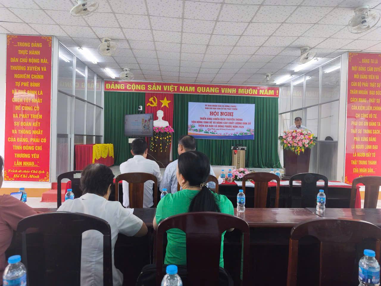 UBND xã Đông Phước long trọng tổ chức Lễ phát động ra quân thực hiện “Chiến dịch truyền thông vận động sinh đẻ và nâng cao chất lượng dân số năm 2025”