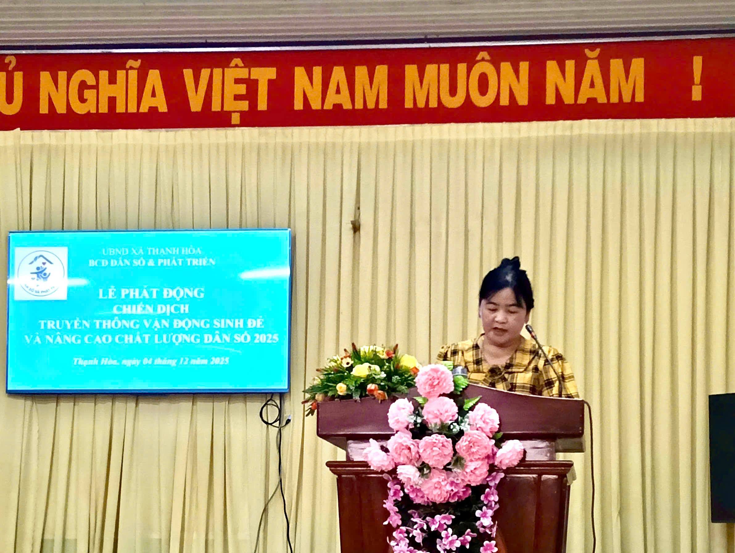 XÃ THẠNH HÒA TỔ CHỨC HỘI NGHỊ TRIỂN KHAI CHIẾN DỊCH TRUYỀN THÔNG VẬN ĐỘNG SINH ĐẺ VÀ NÂNG CAO CHẤT LƯỢNG DÂN SỐ NĂM 2025